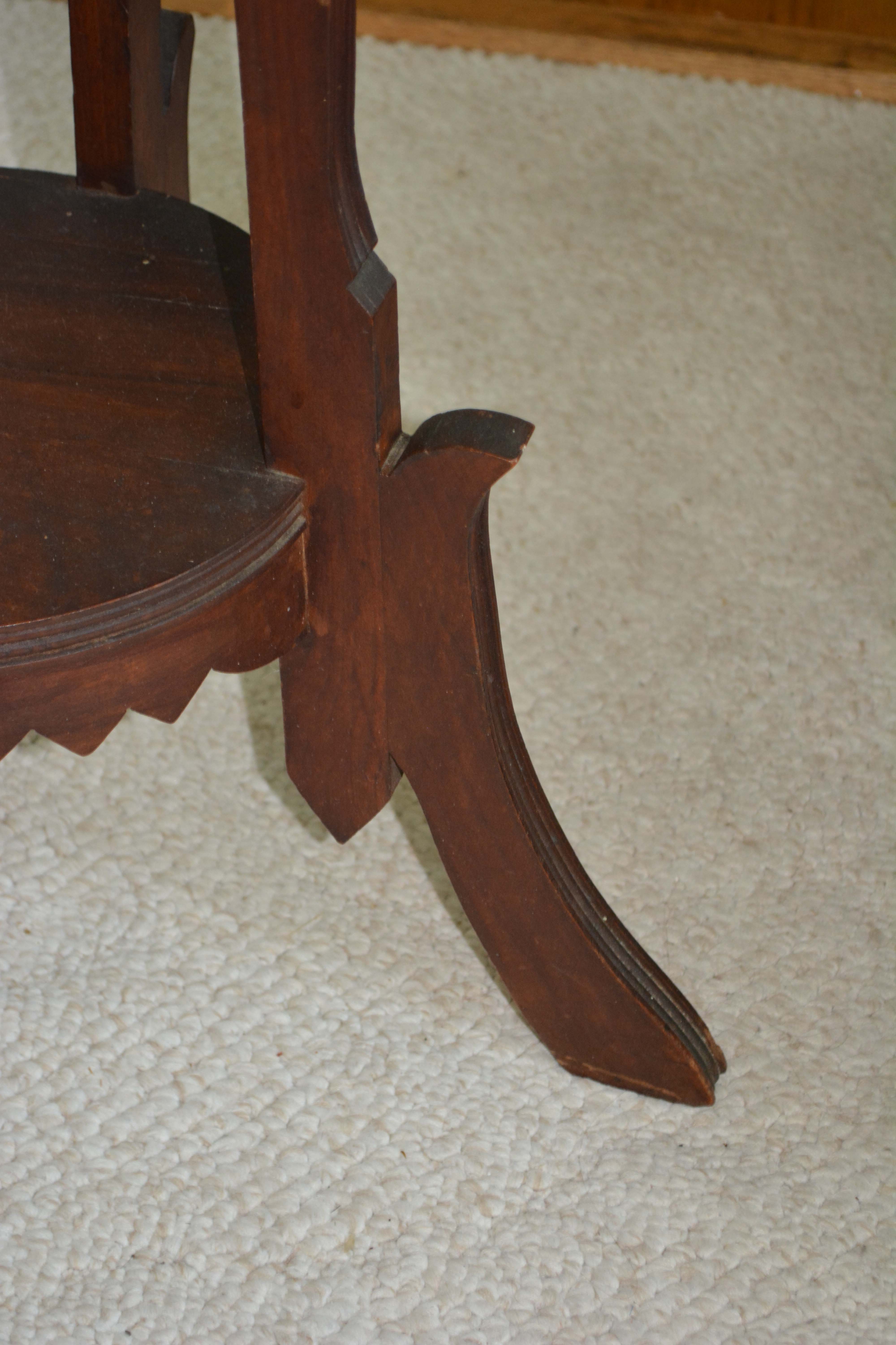 Victorian Eastlake Walnut Stand with Marble