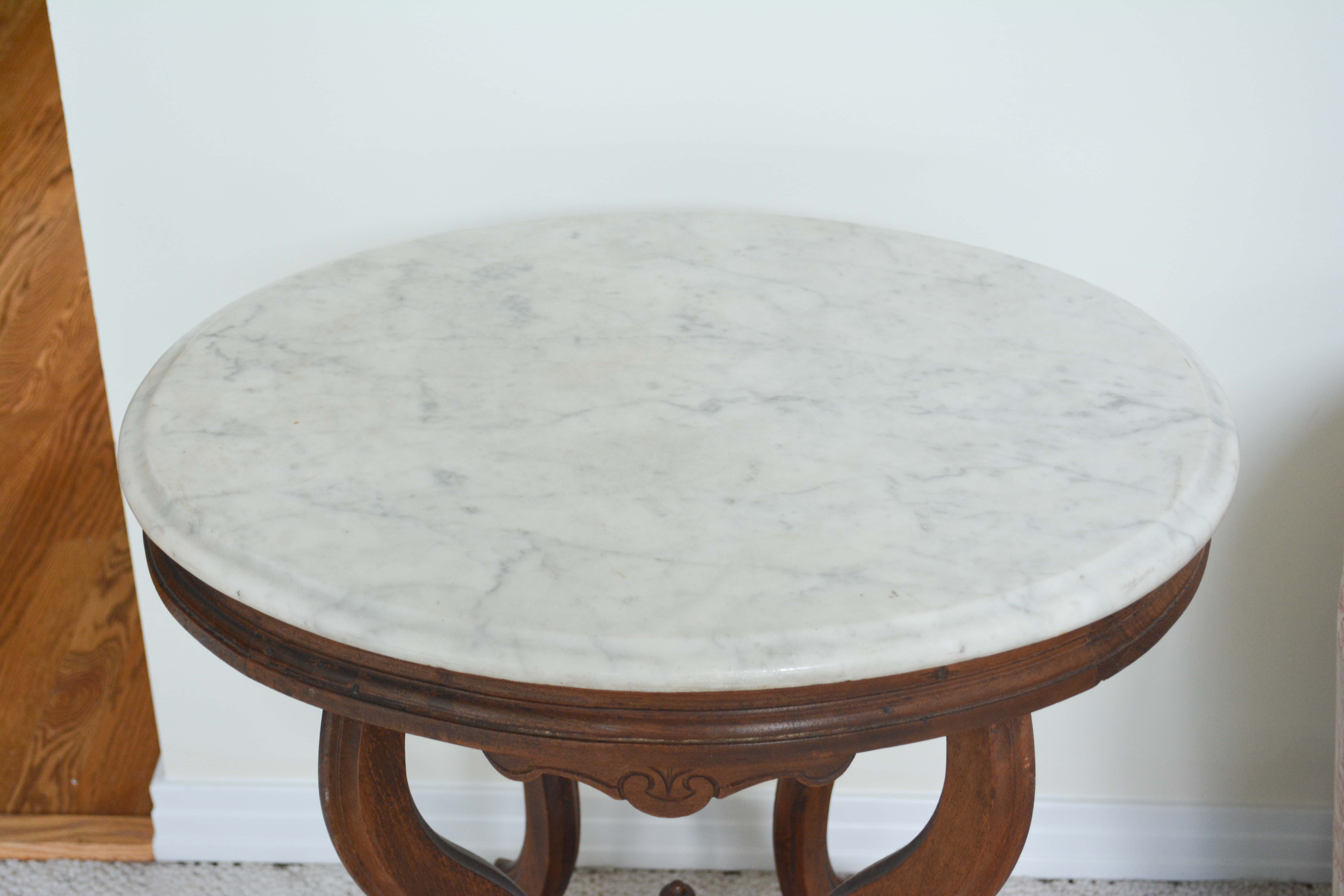 Victorian Marble Top Oval Side Table