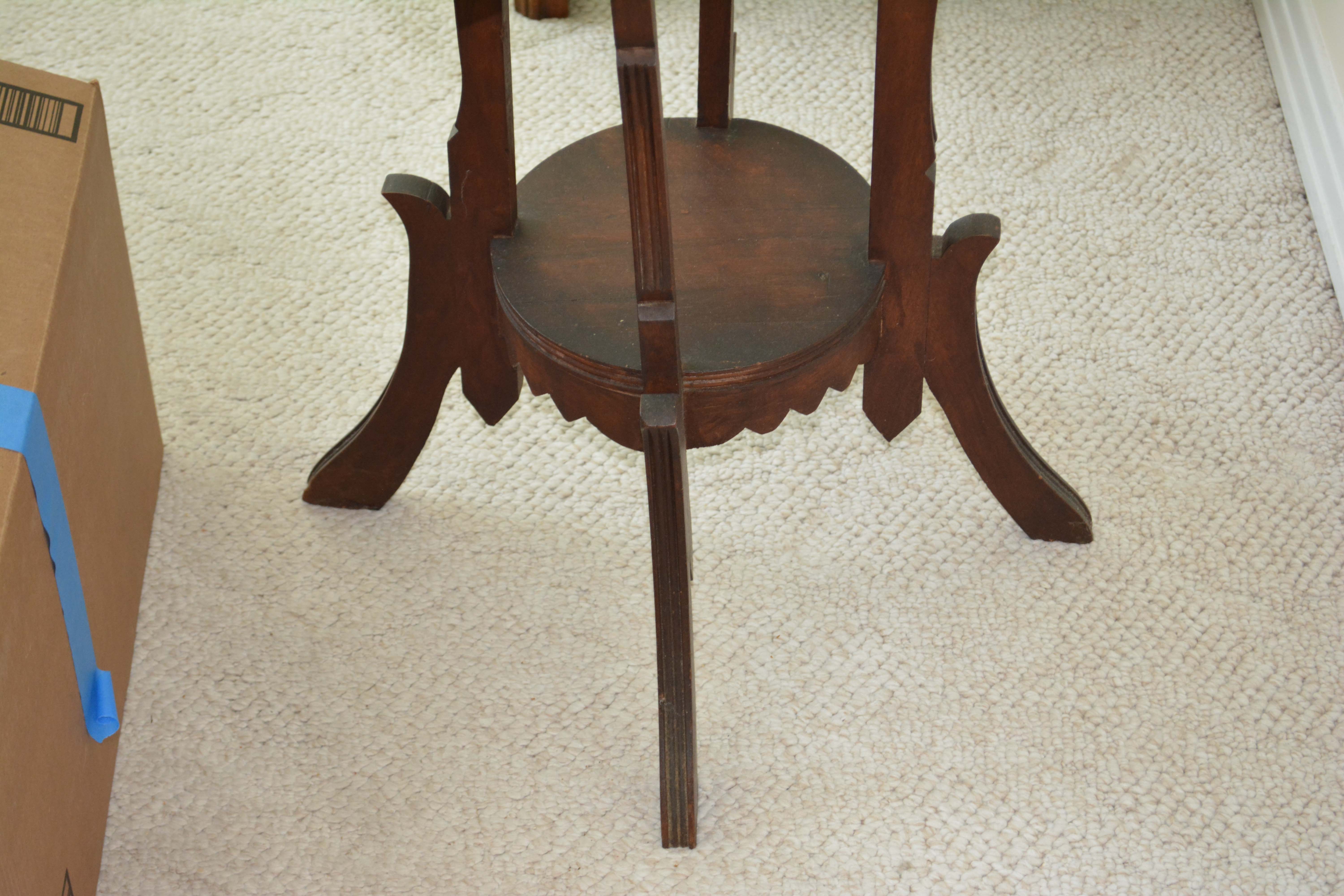 Victorian Eastlake Walnut Stand with Marble