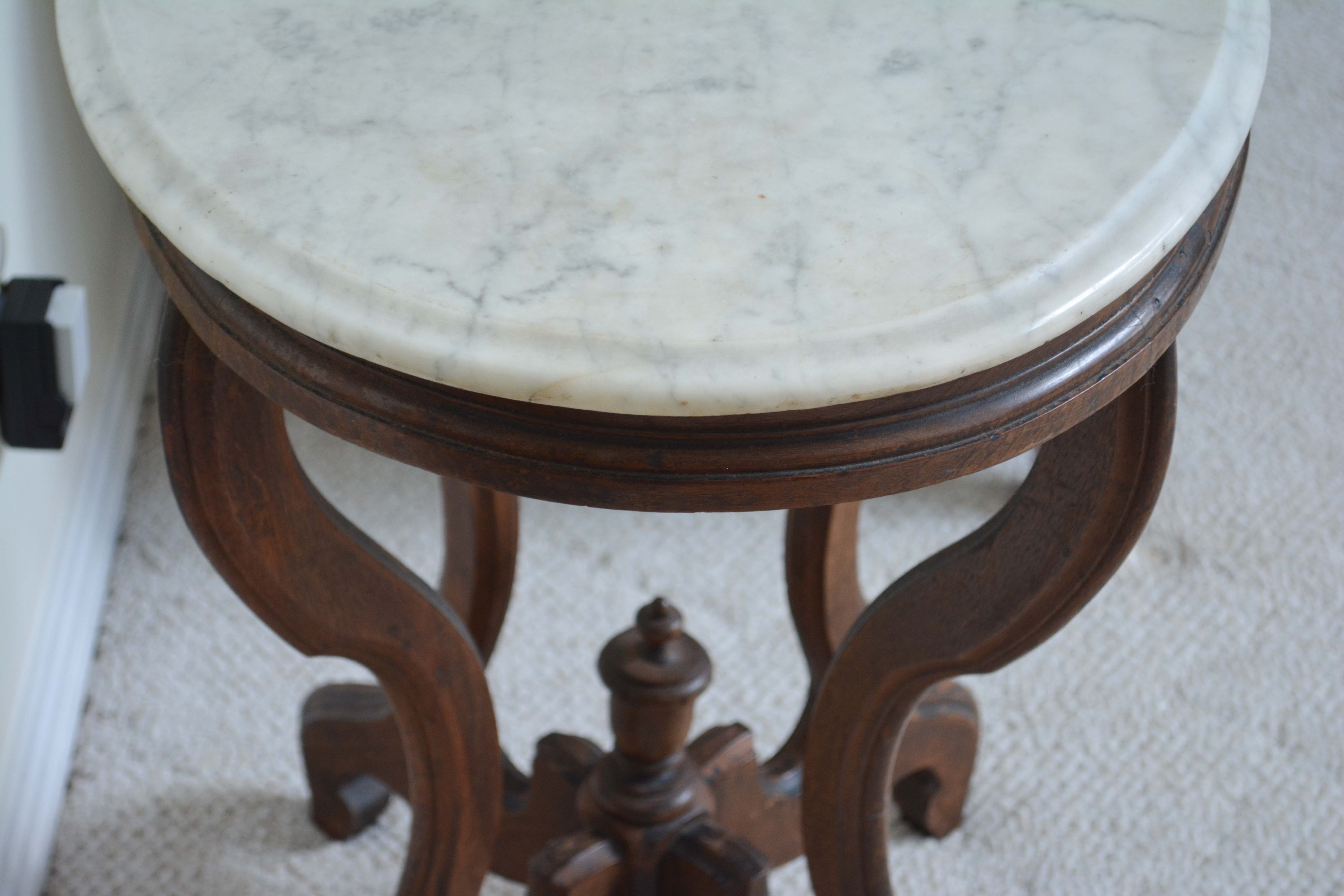 Victorian Marble Top Oval Side Table