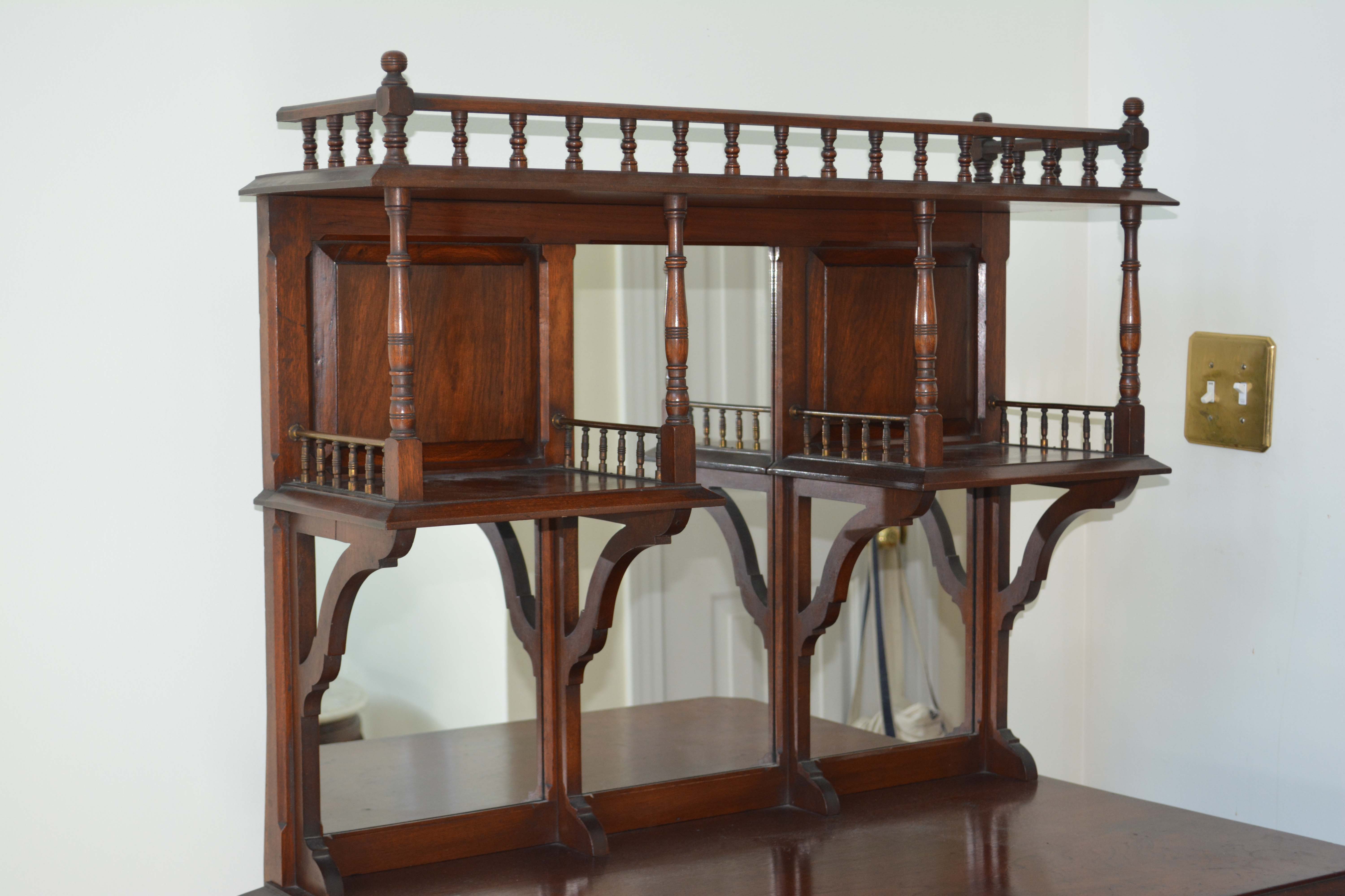 Late Victorian Walnut Buffet with Mirrored Shelves