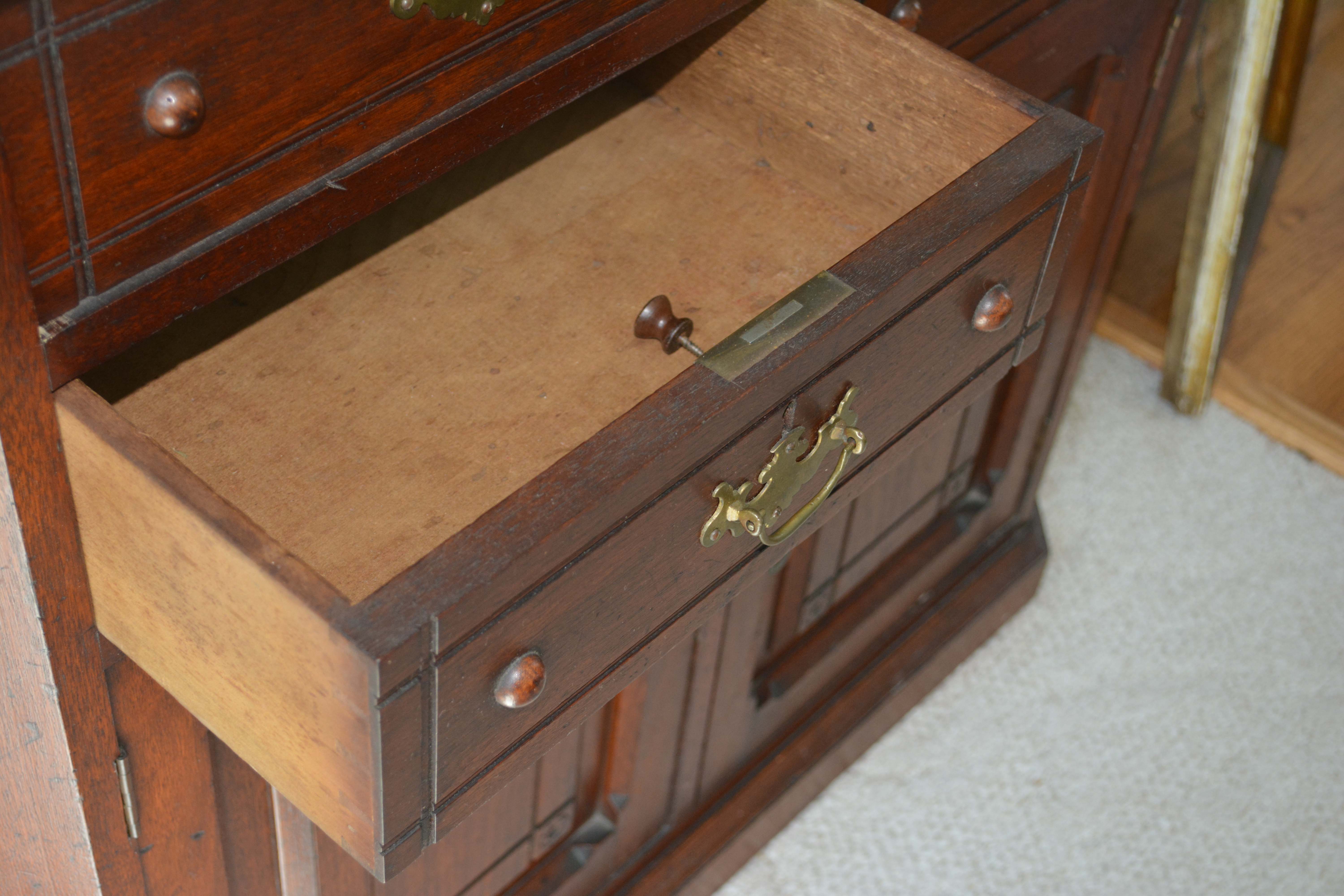 Late Victorian Walnut Buffet with Mirrored Shelves