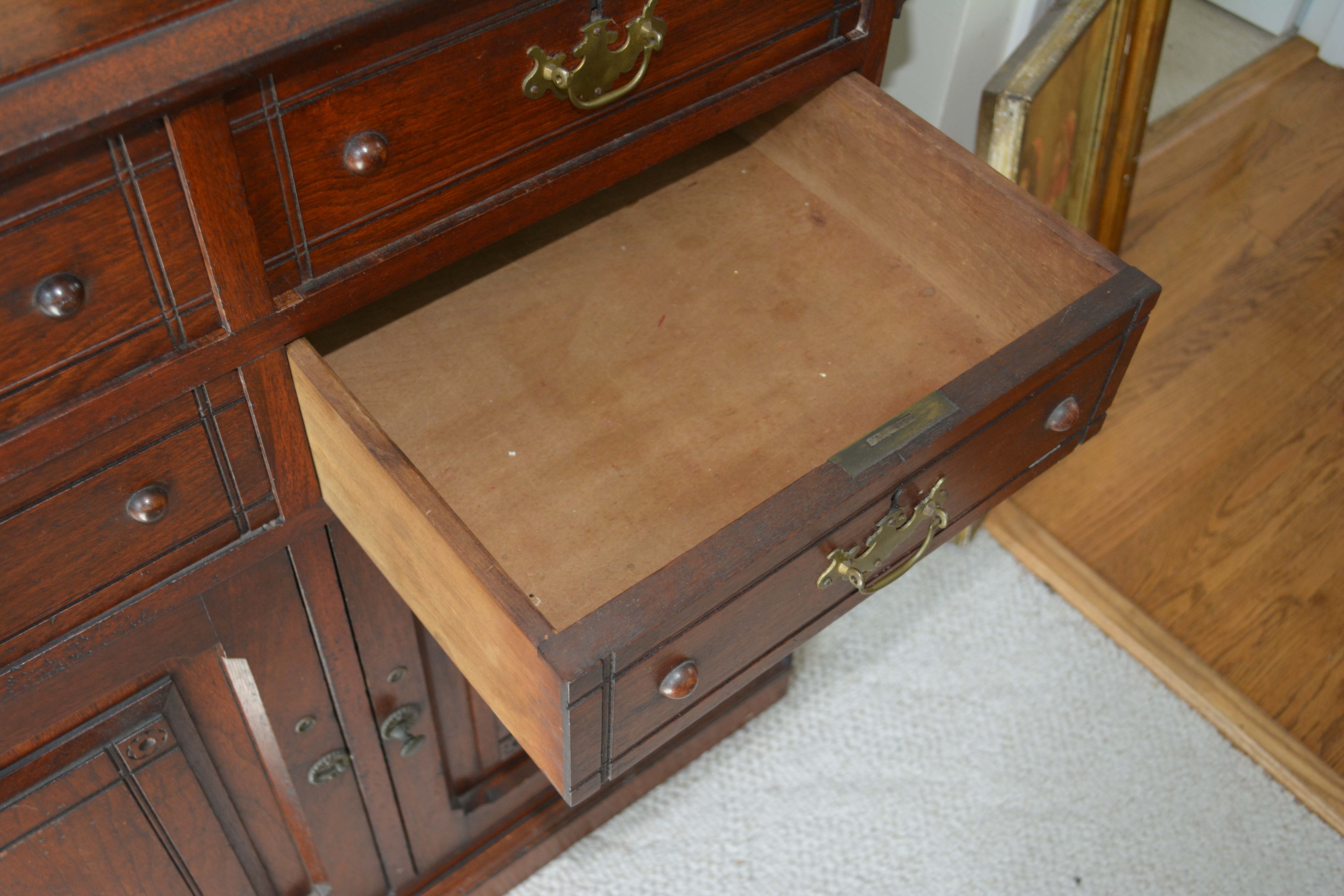 Late Victorian Walnut Buffet with Mirrored Shelves