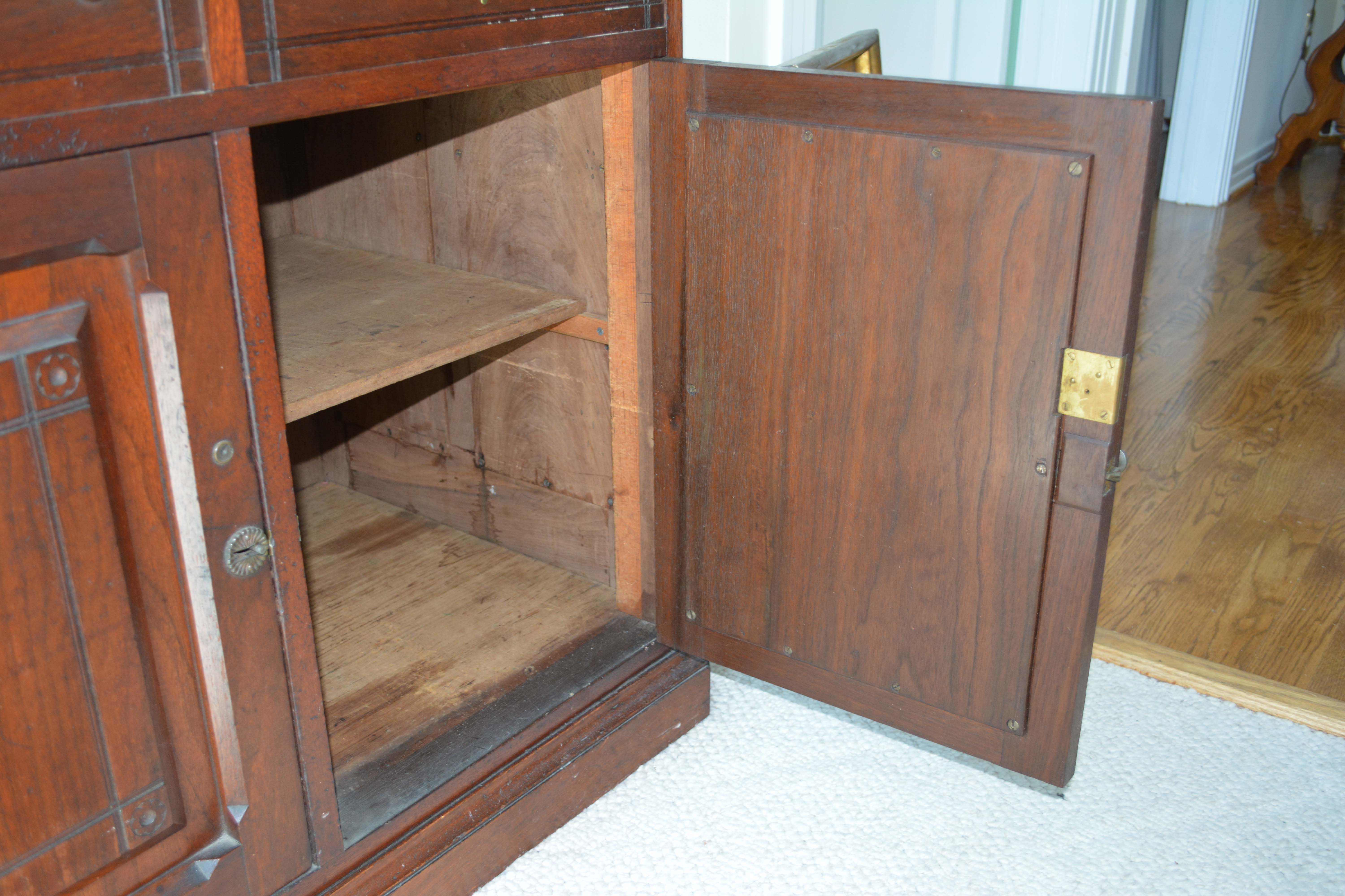 Late Victorian Walnut Buffet with Mirrored Shelves