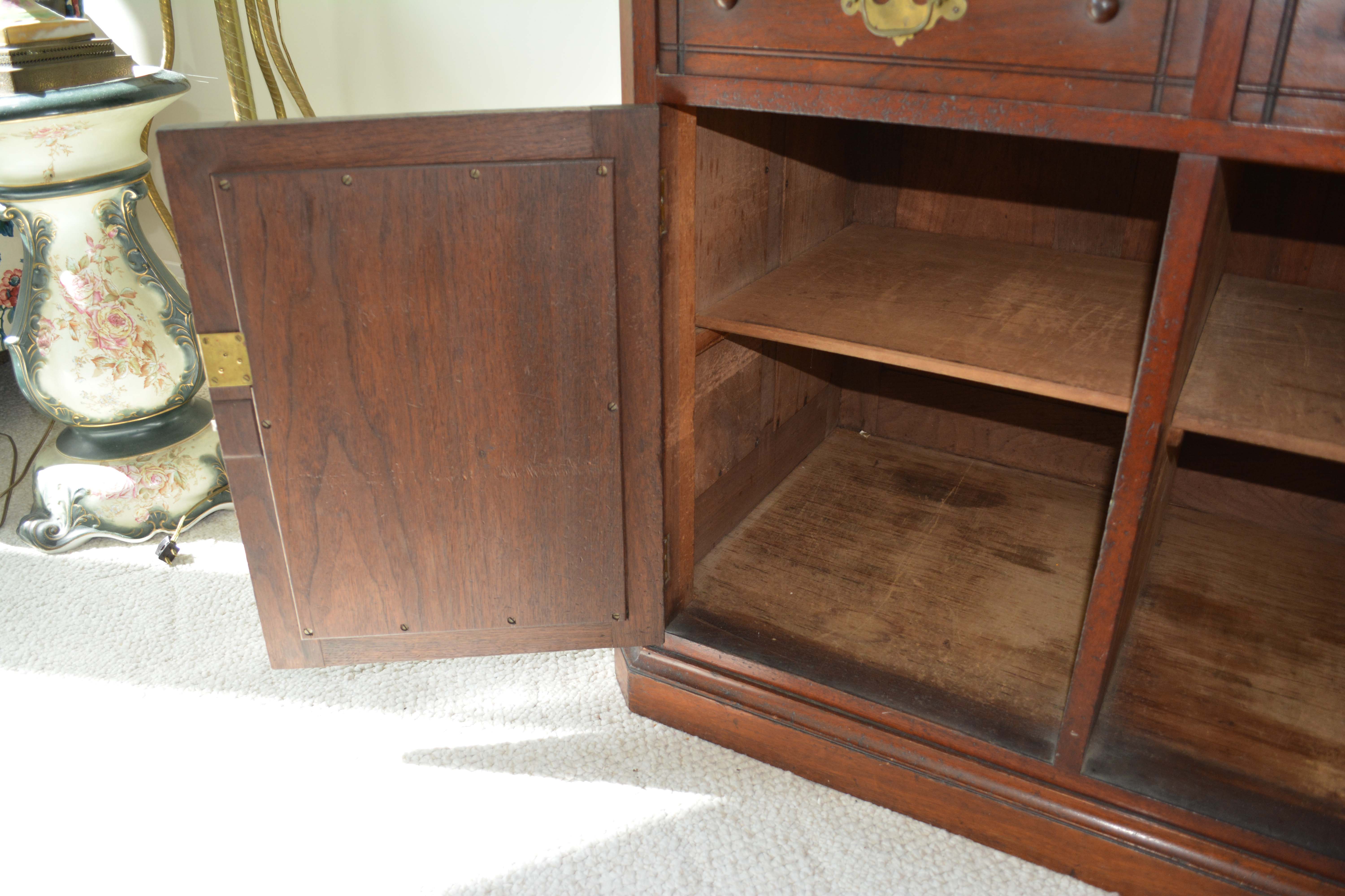 Late Victorian Walnut Buffet with Mirrored Shelves