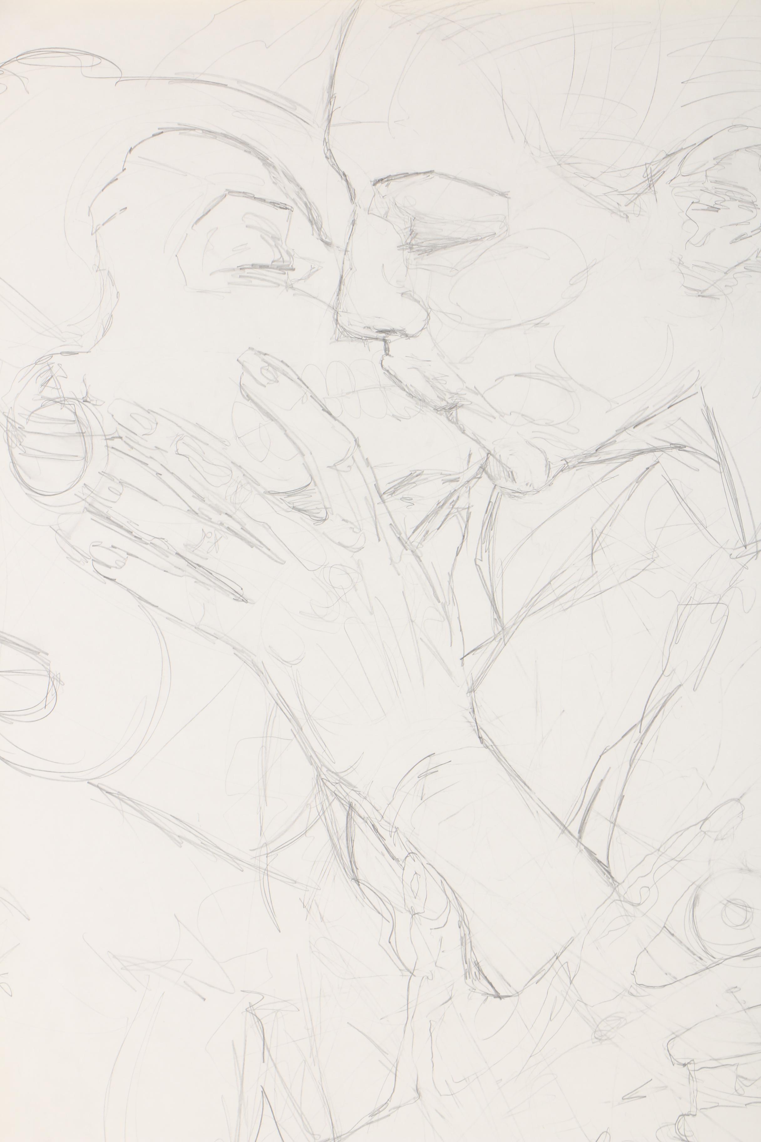 George Yepes Pencil Sketch of Kissing Couple