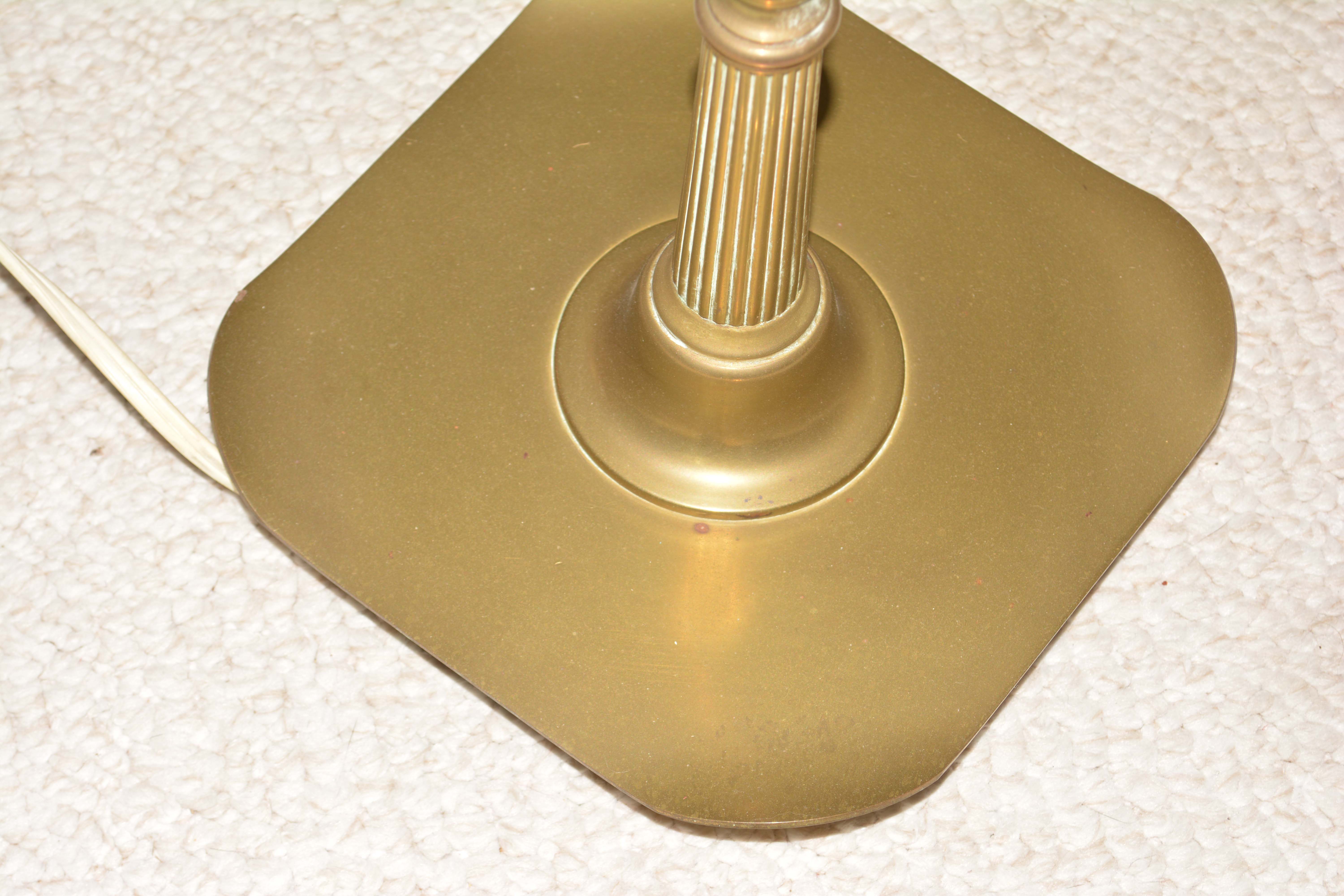 Vintage Brass Floor Lamp with Cranberry Cut-To-Clear Glass Accent