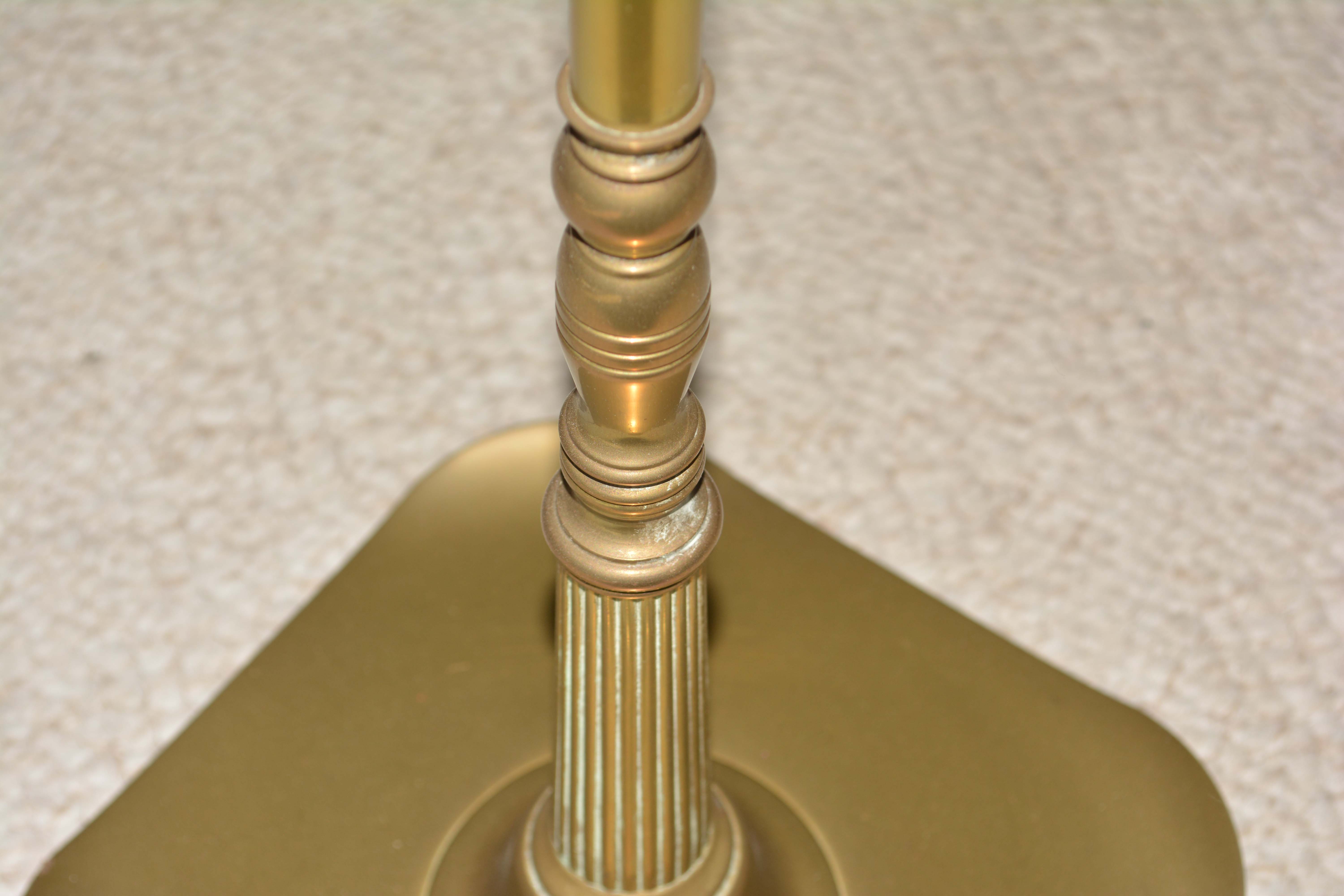 Vintage Brass Floor Lamp with Cranberry Cut-To-Clear Glass Accent