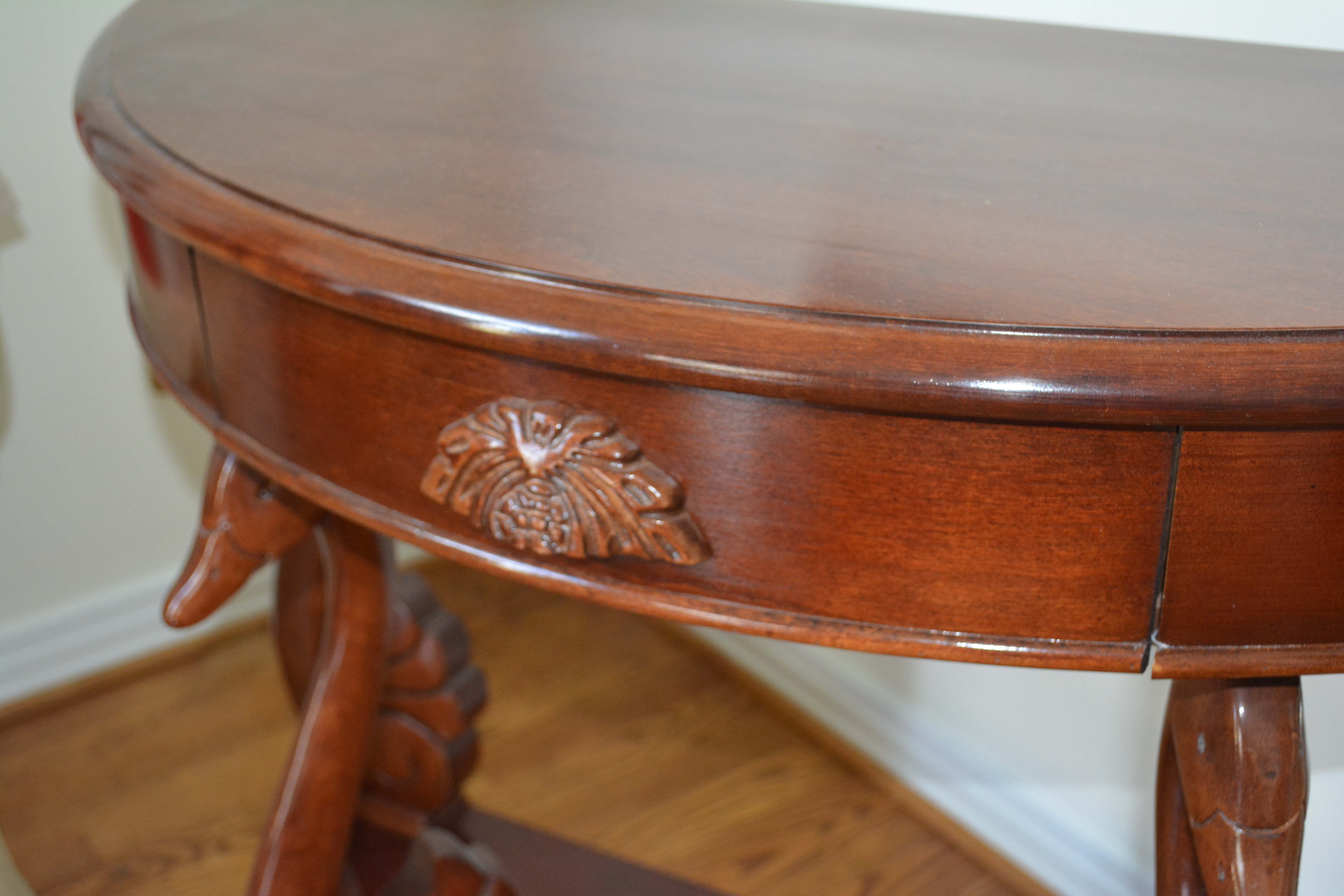Mahogany Demilune Console Table