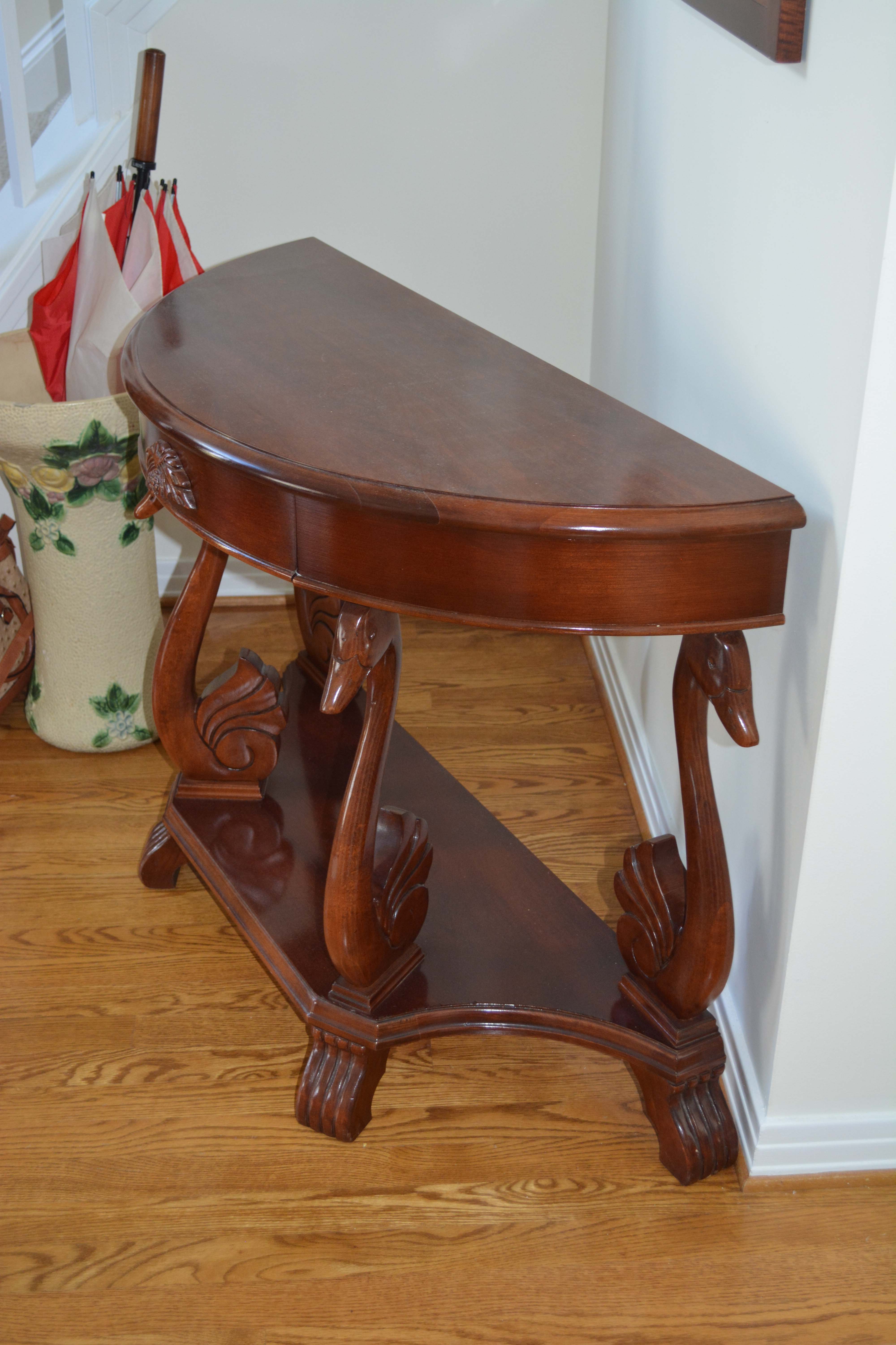 Mahogany Demilune Console Table