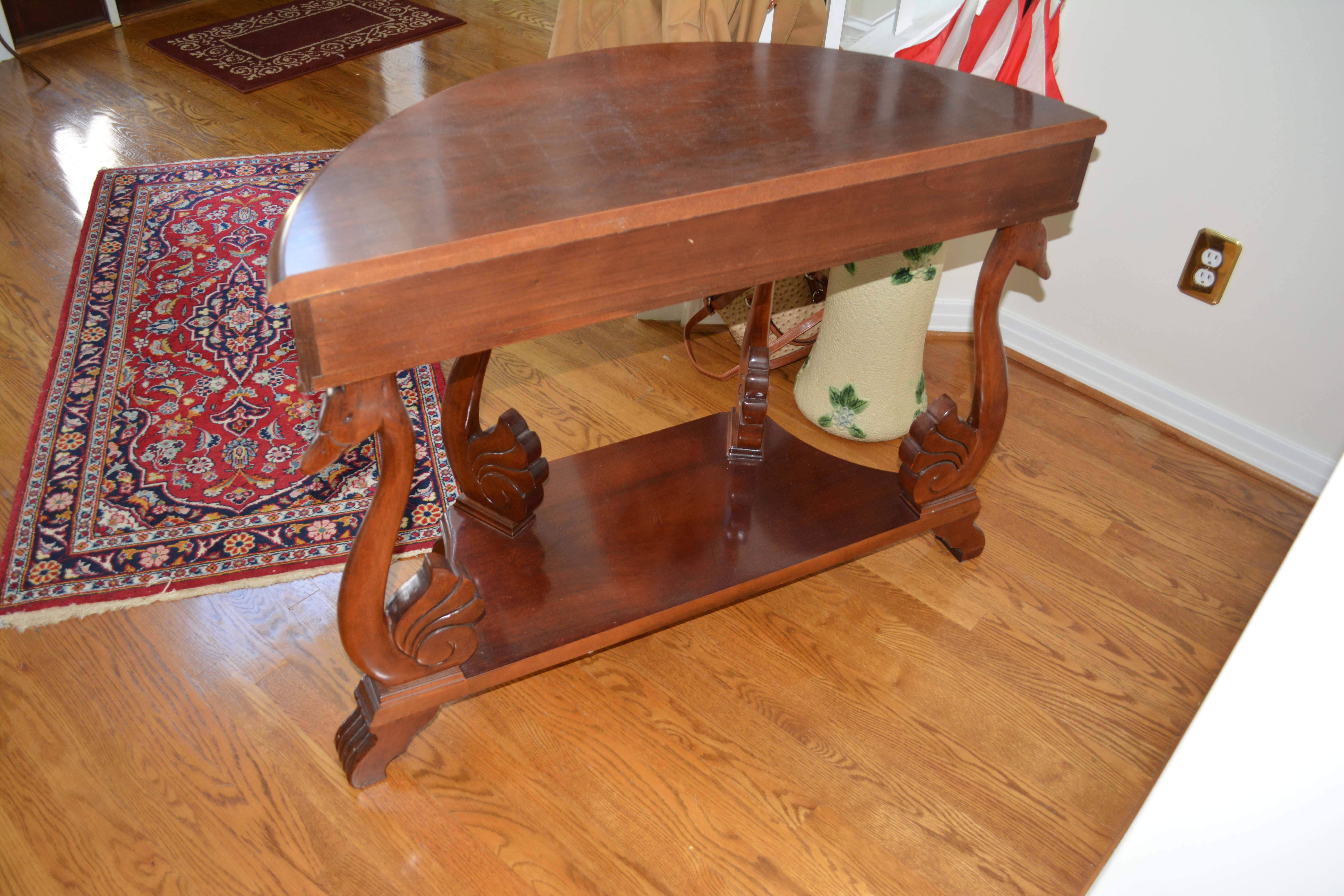 Mahogany Demilune Console Table