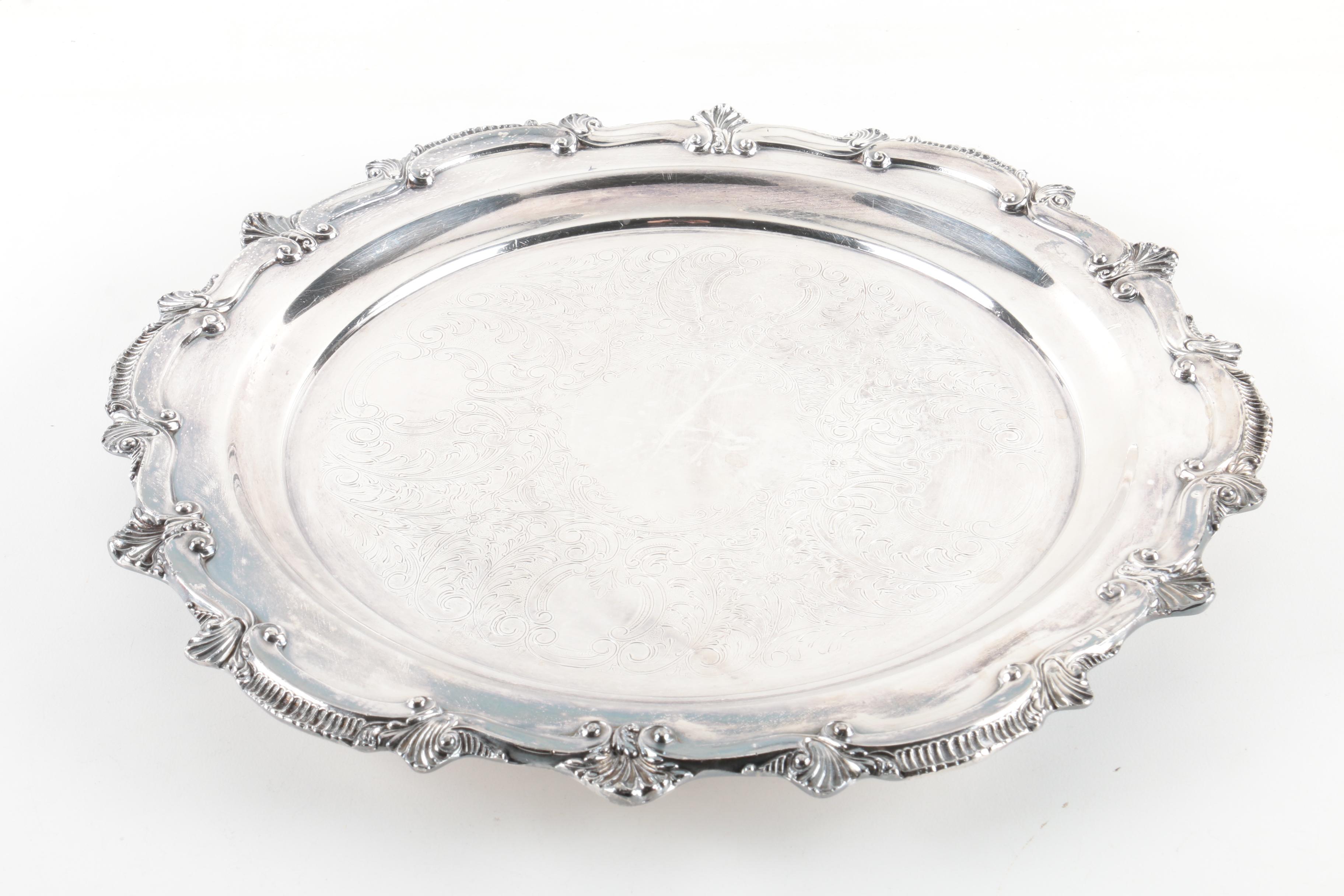 W. & S. Backinton Silver-Plated Tray with Crystal Platter