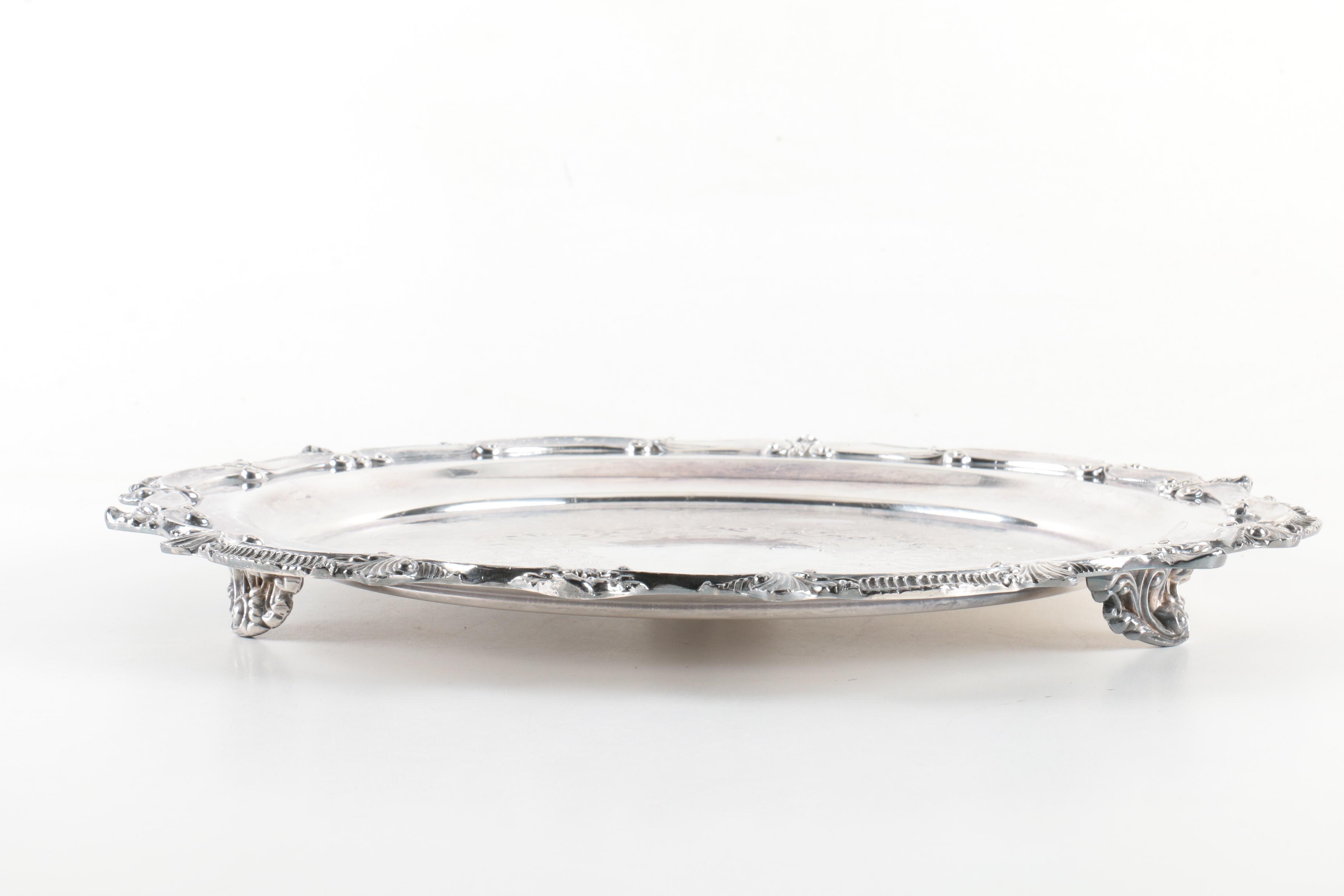 W. & S. Backinton Silver-Plated Tray with Crystal Platter
