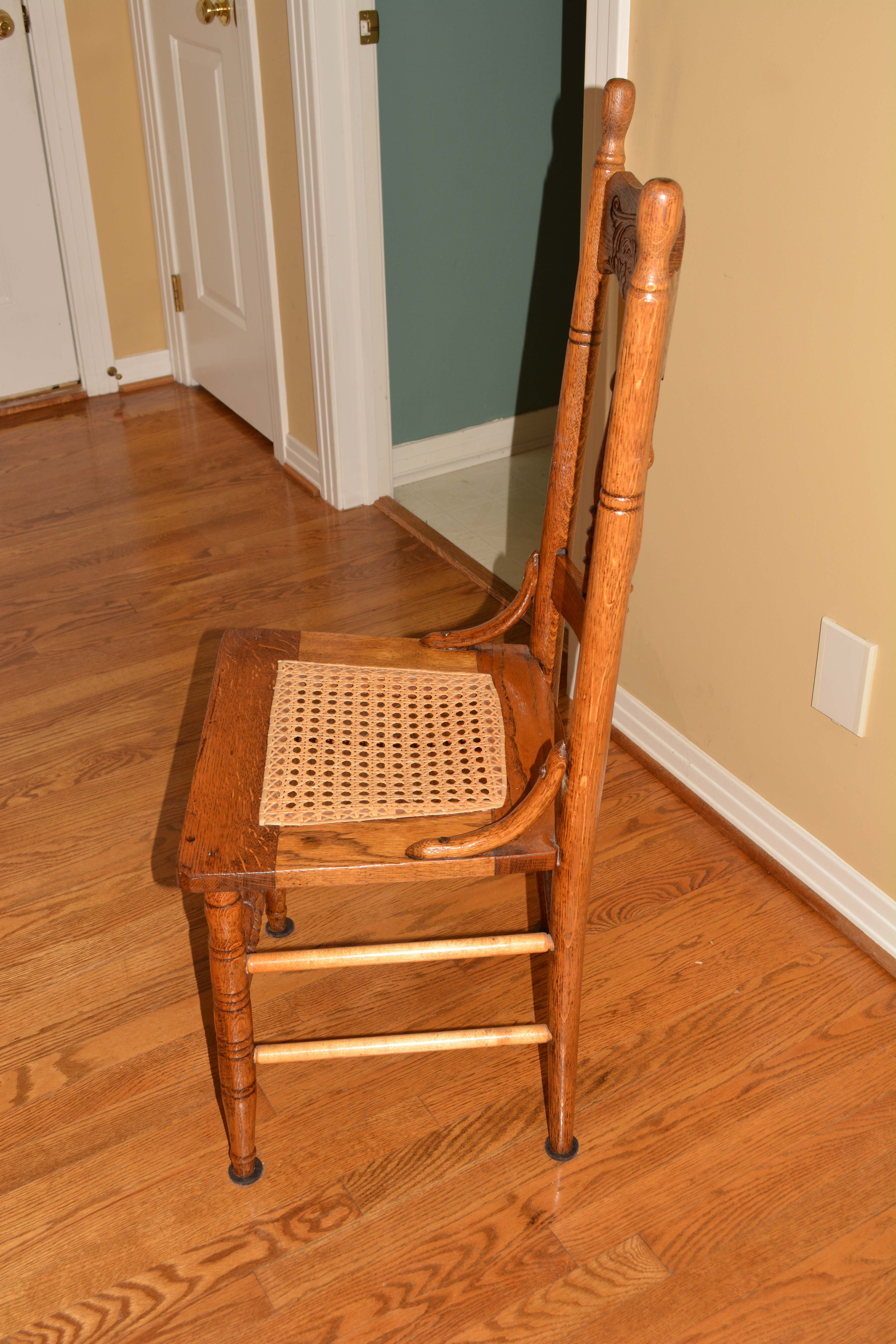Set of Antique Oak Pressed-Back Side Chairs