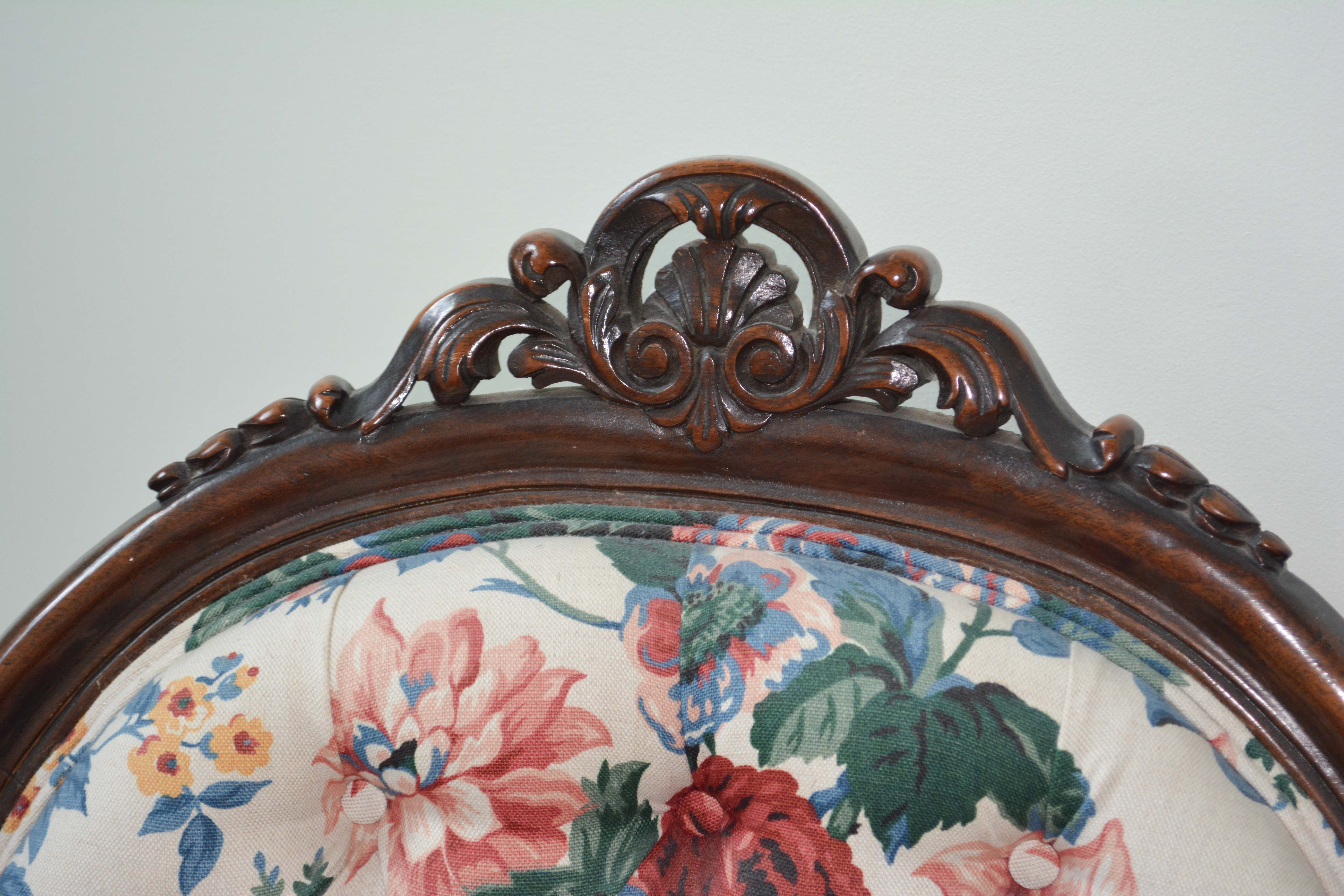 Vintage Victorian Style Chintz Upholstered Sofa