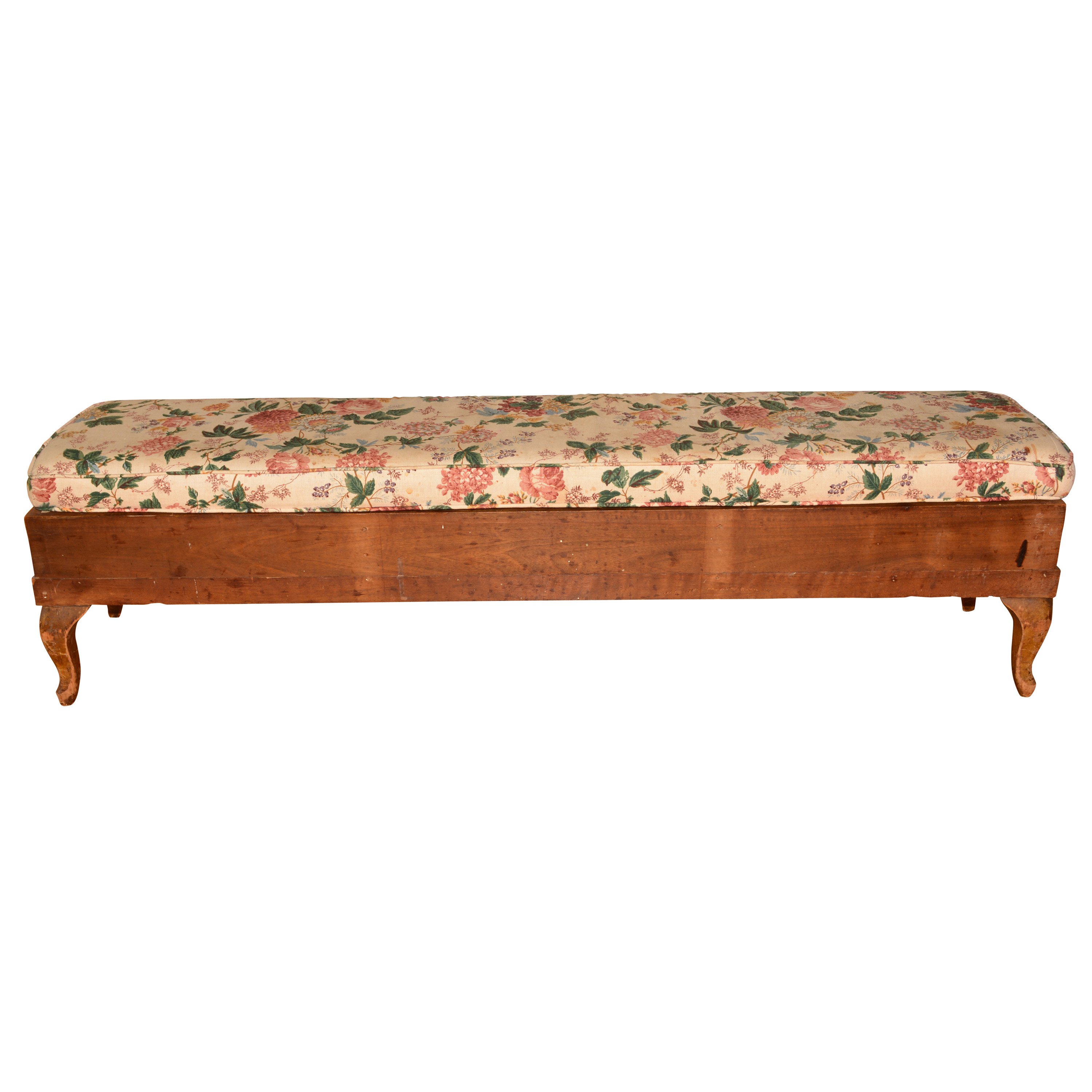 Vintage Floral Upholstered Bench