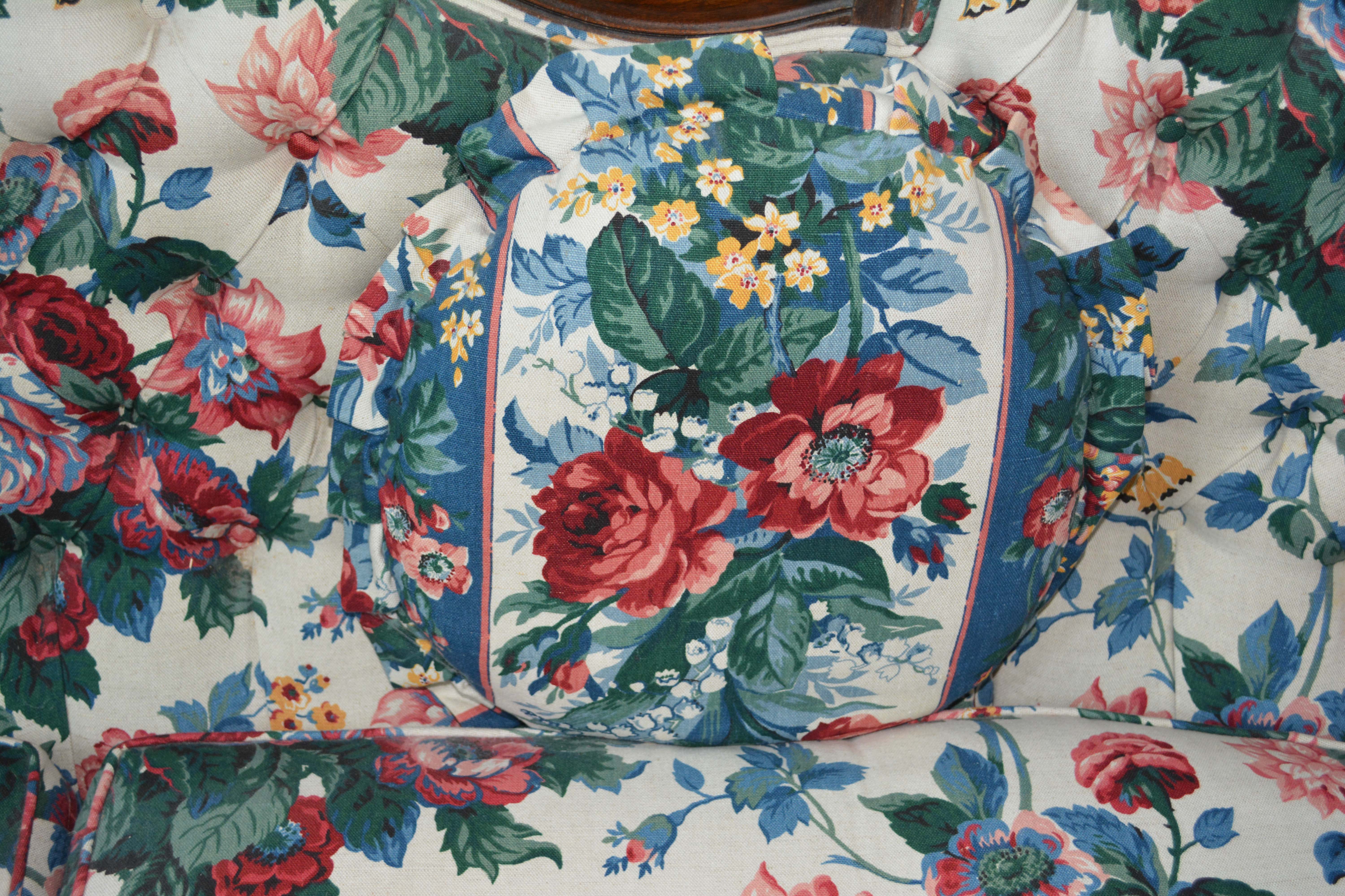 Vintage Victorian Style Chintz Upholstered Sofa