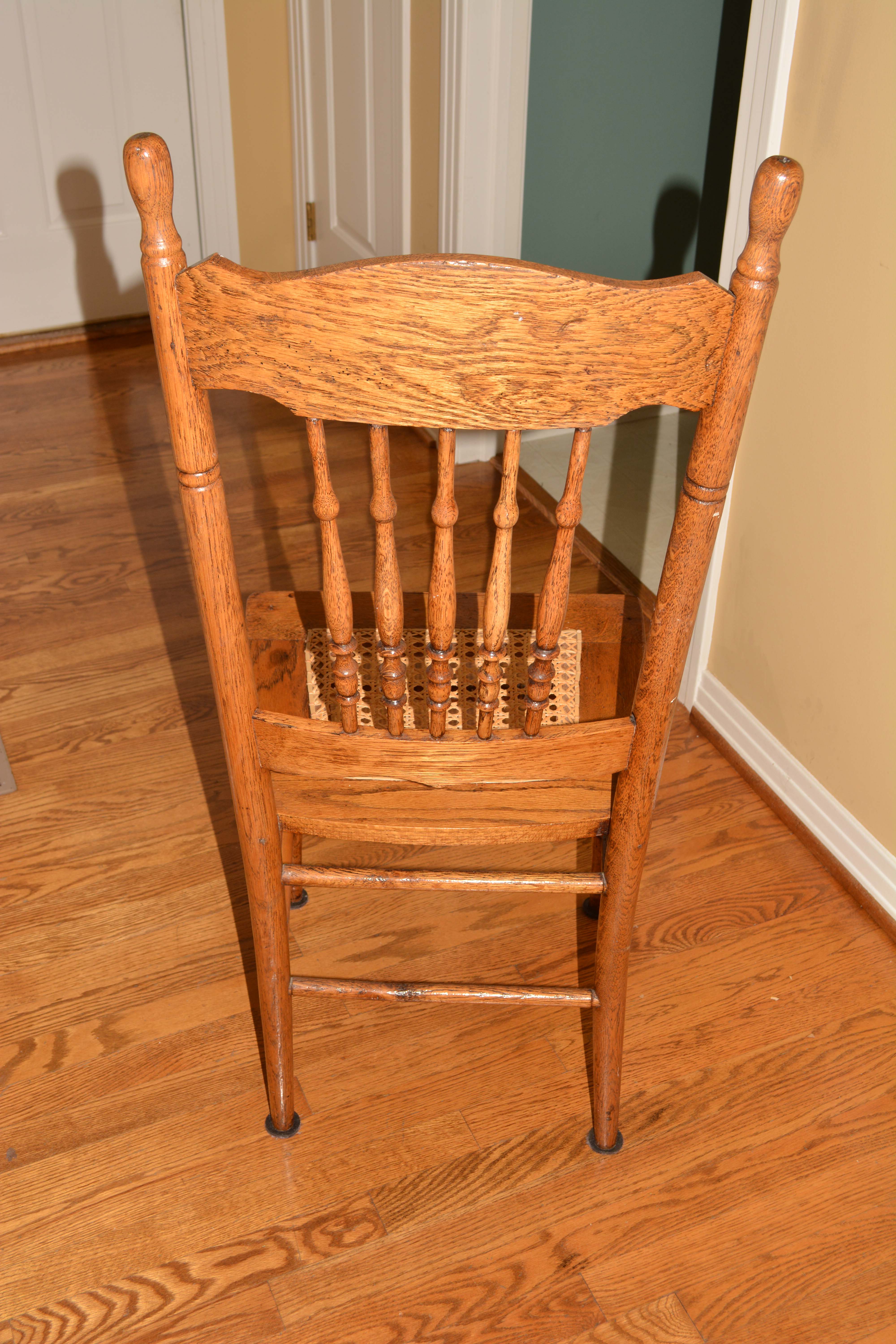 Set of Antique Oak Pressed-Back Side Chairs
