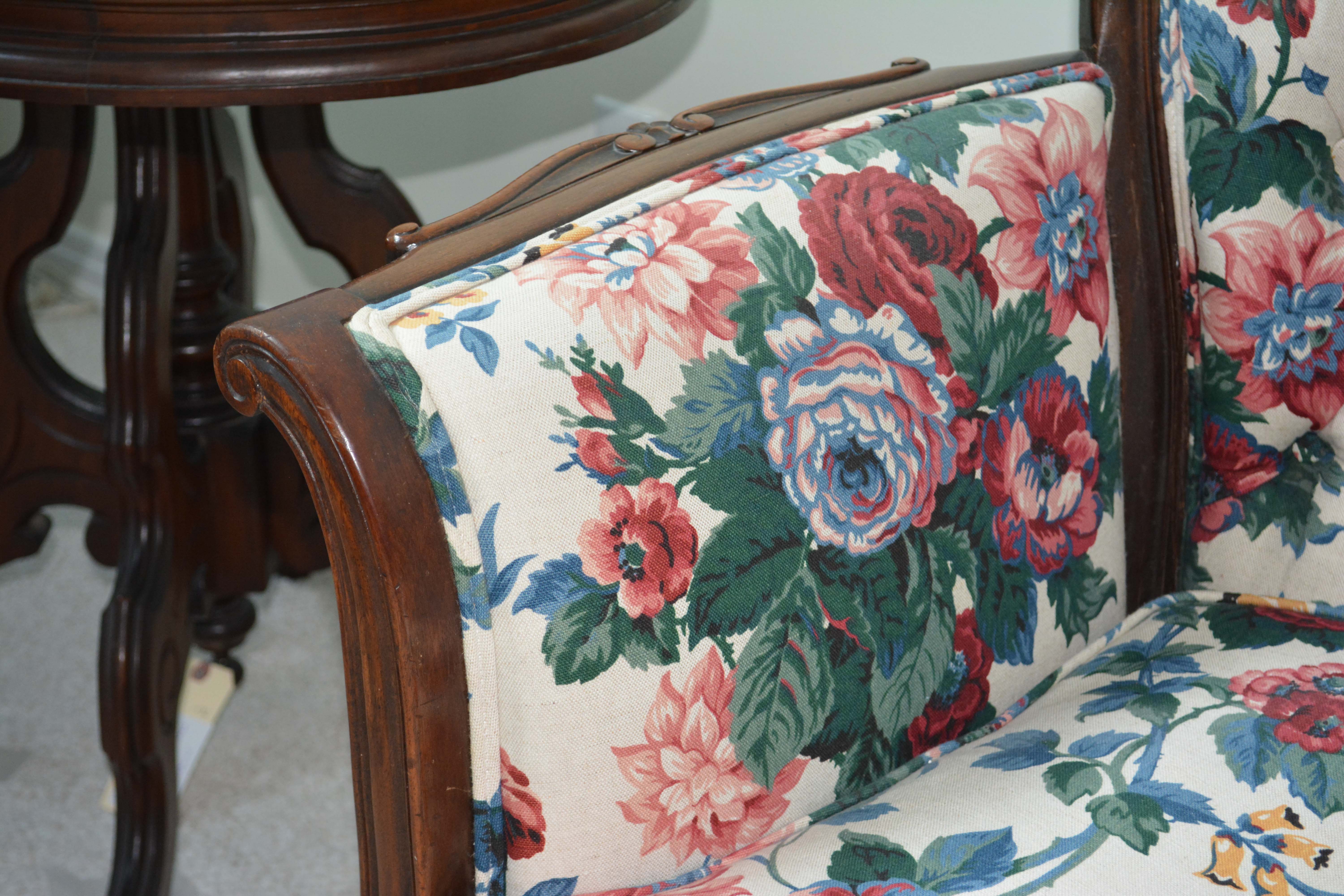 Vintage Victorian Style Chintz Upholstered Sofa