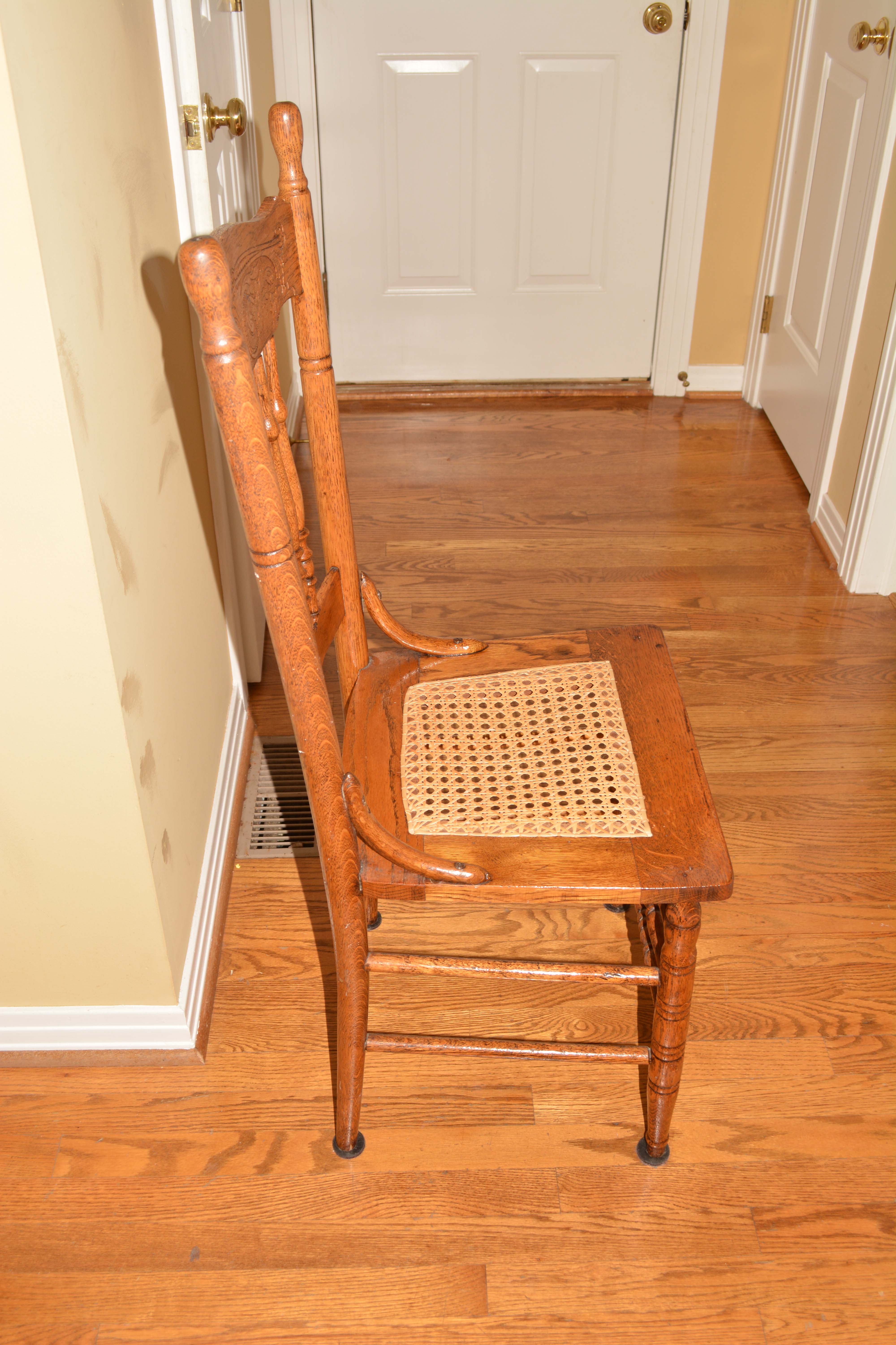 Set of Antique Oak Pressed-Back Side Chairs