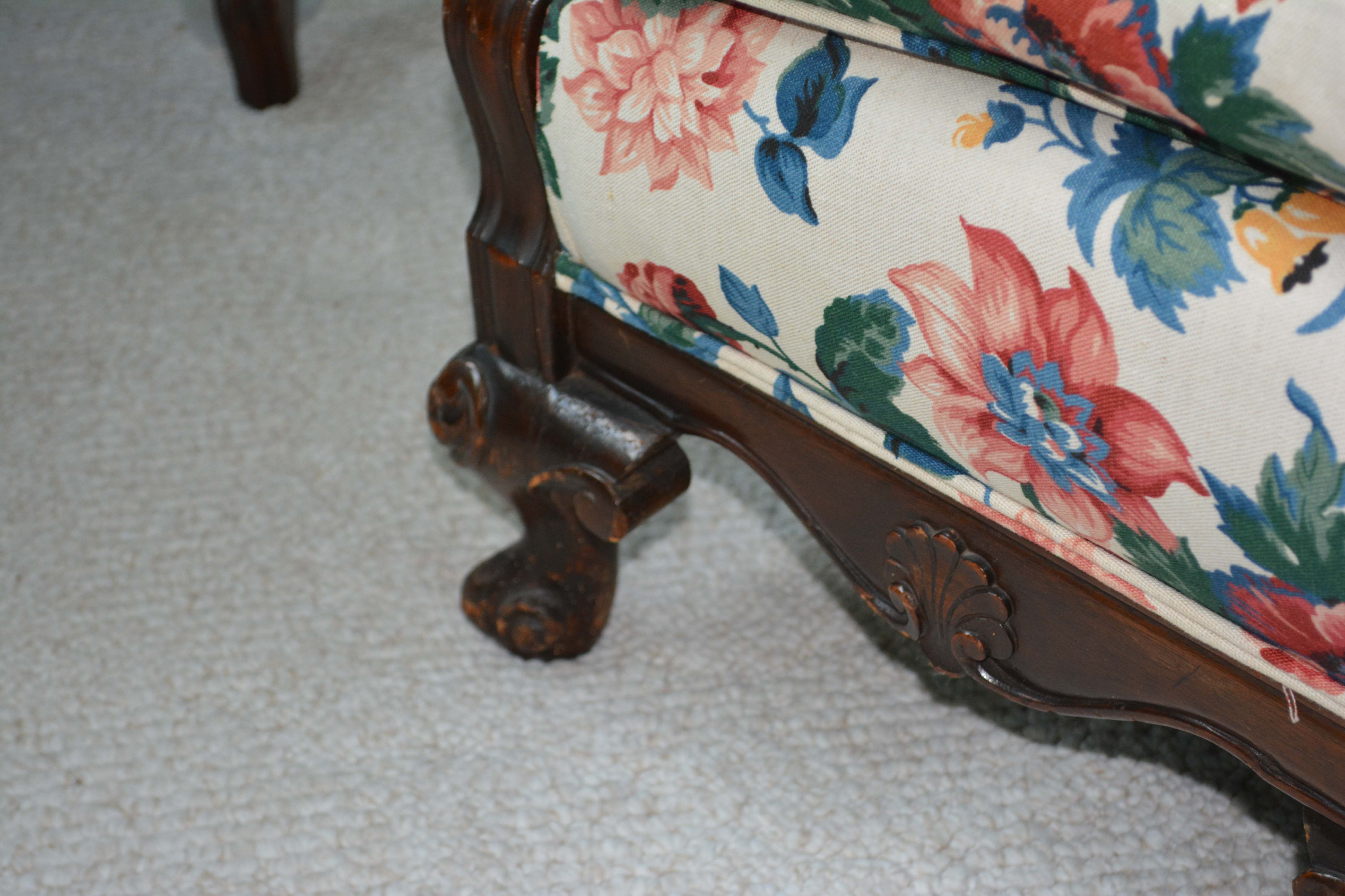 Vintage Victorian Style Chintz Upholstered Sofa