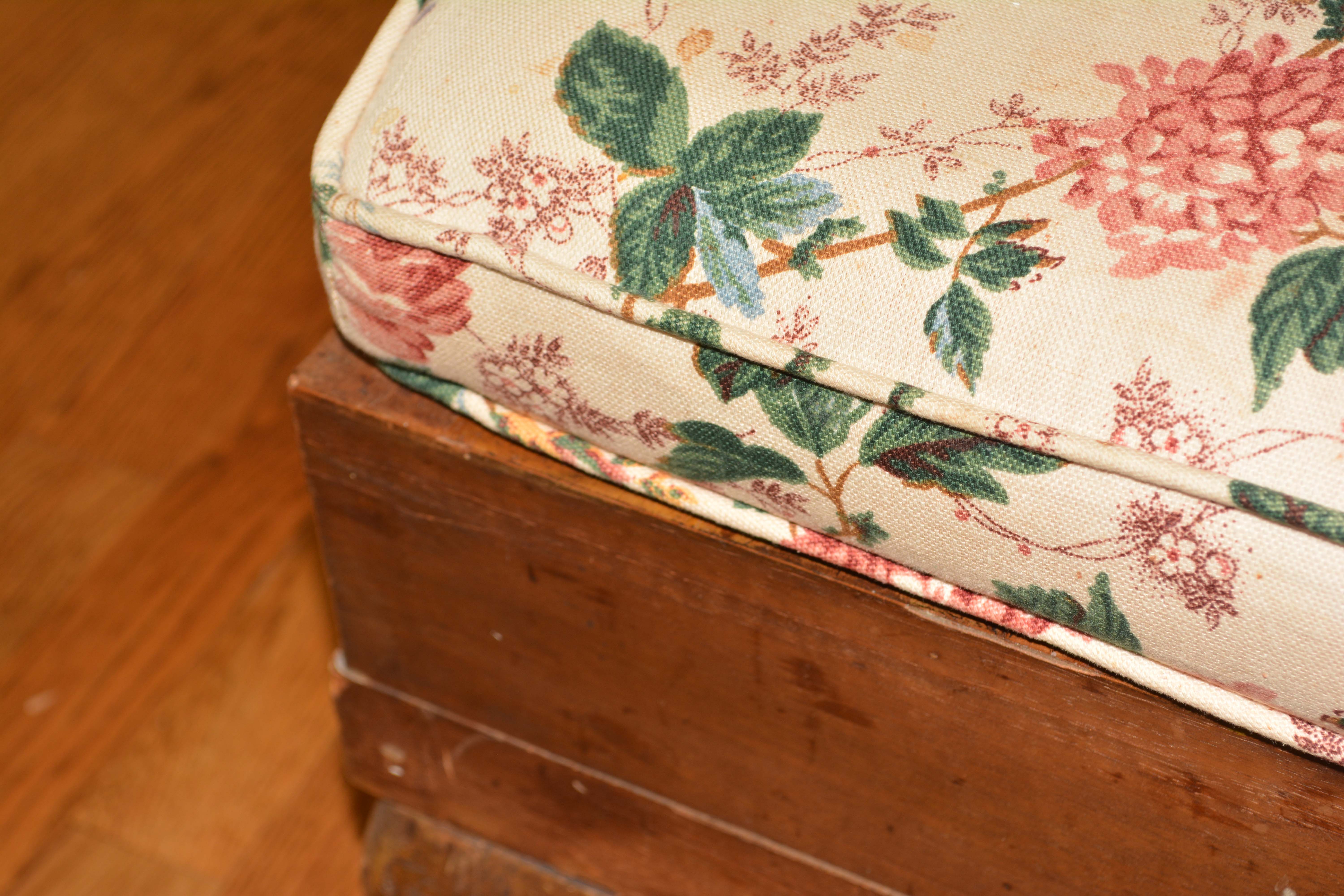 Vintage Floral Upholstered Bench