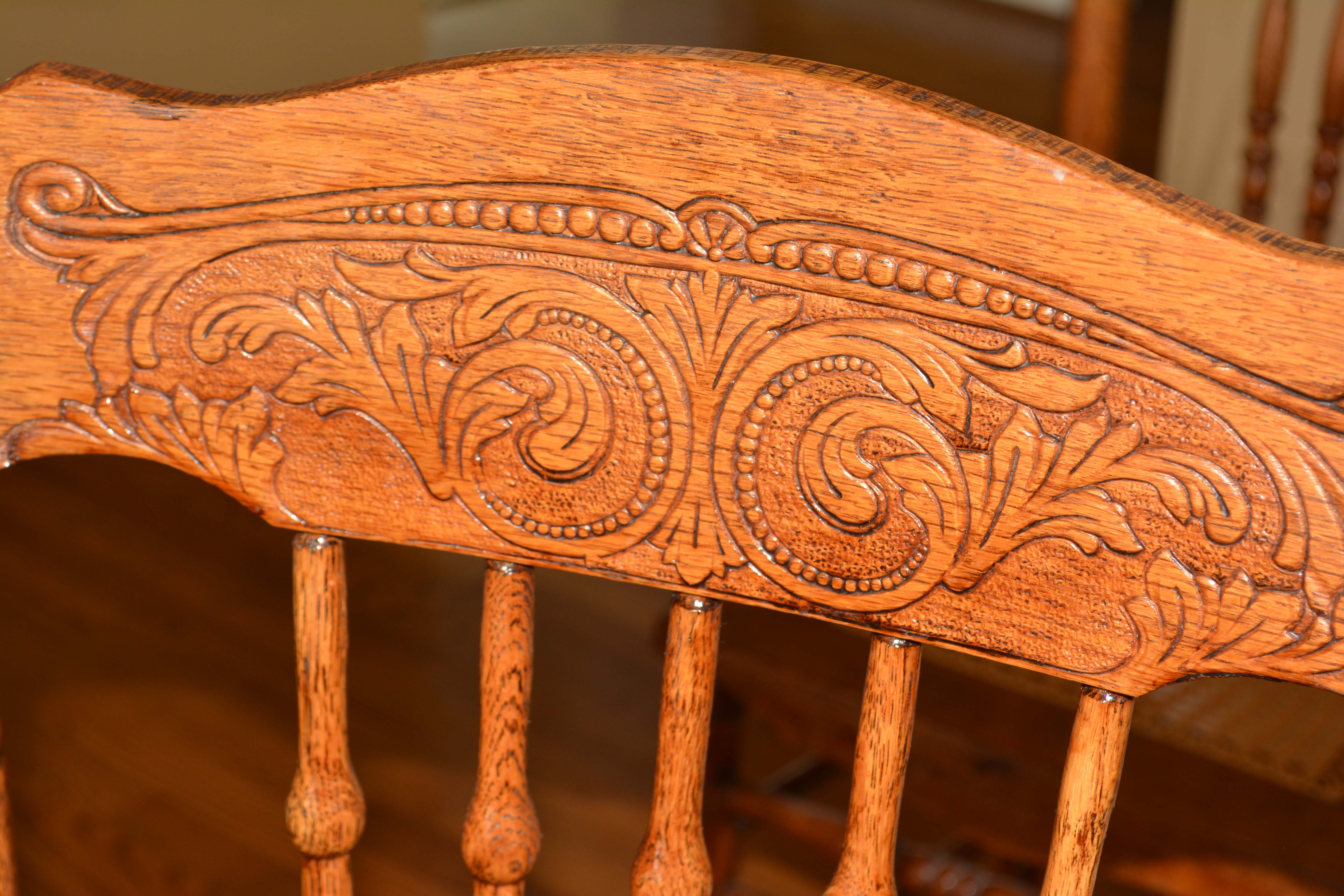 Set of Antique Oak Pressed-Back Side Chairs