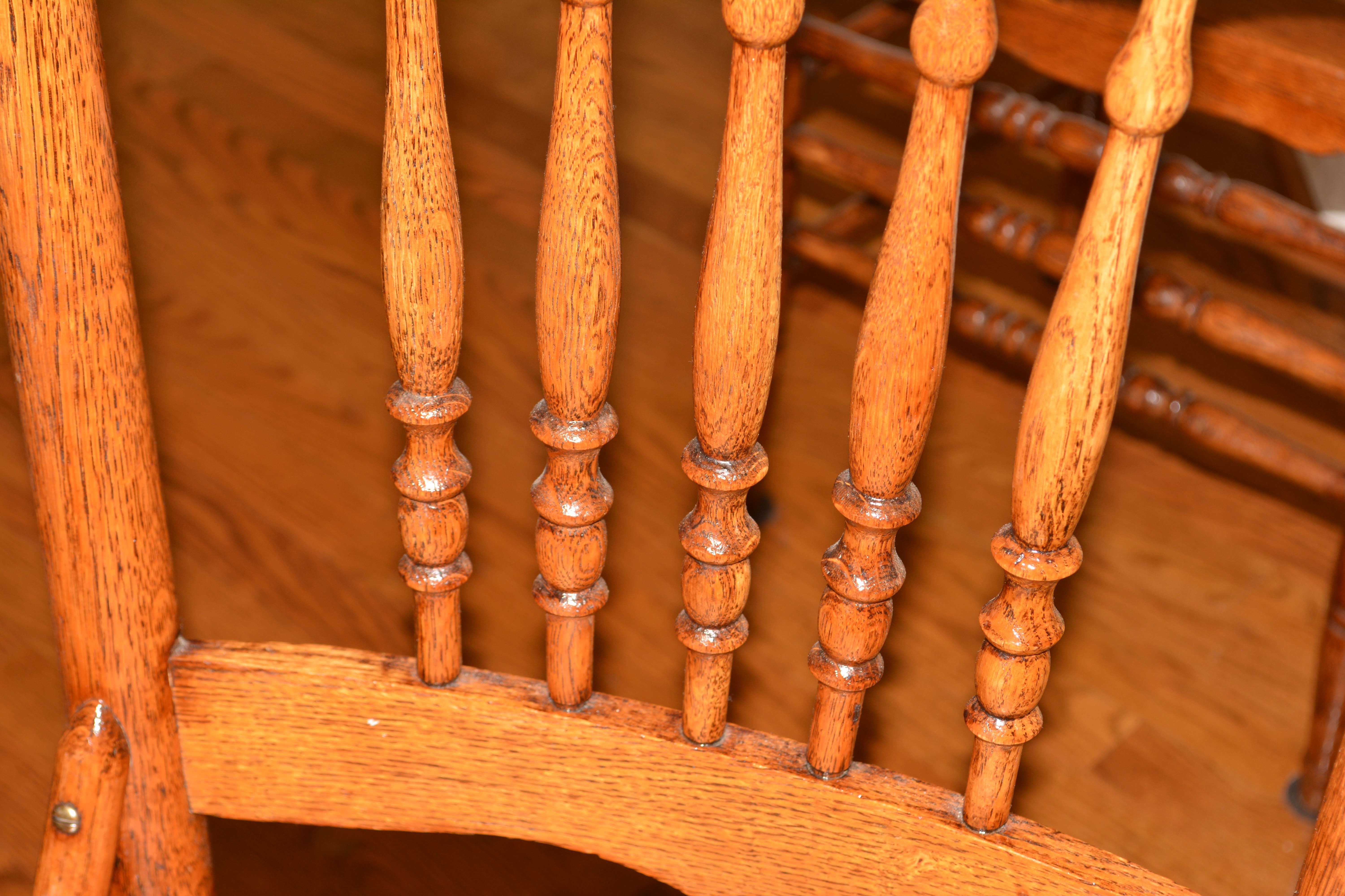 Set of Antique Oak Pressed-Back Side Chairs