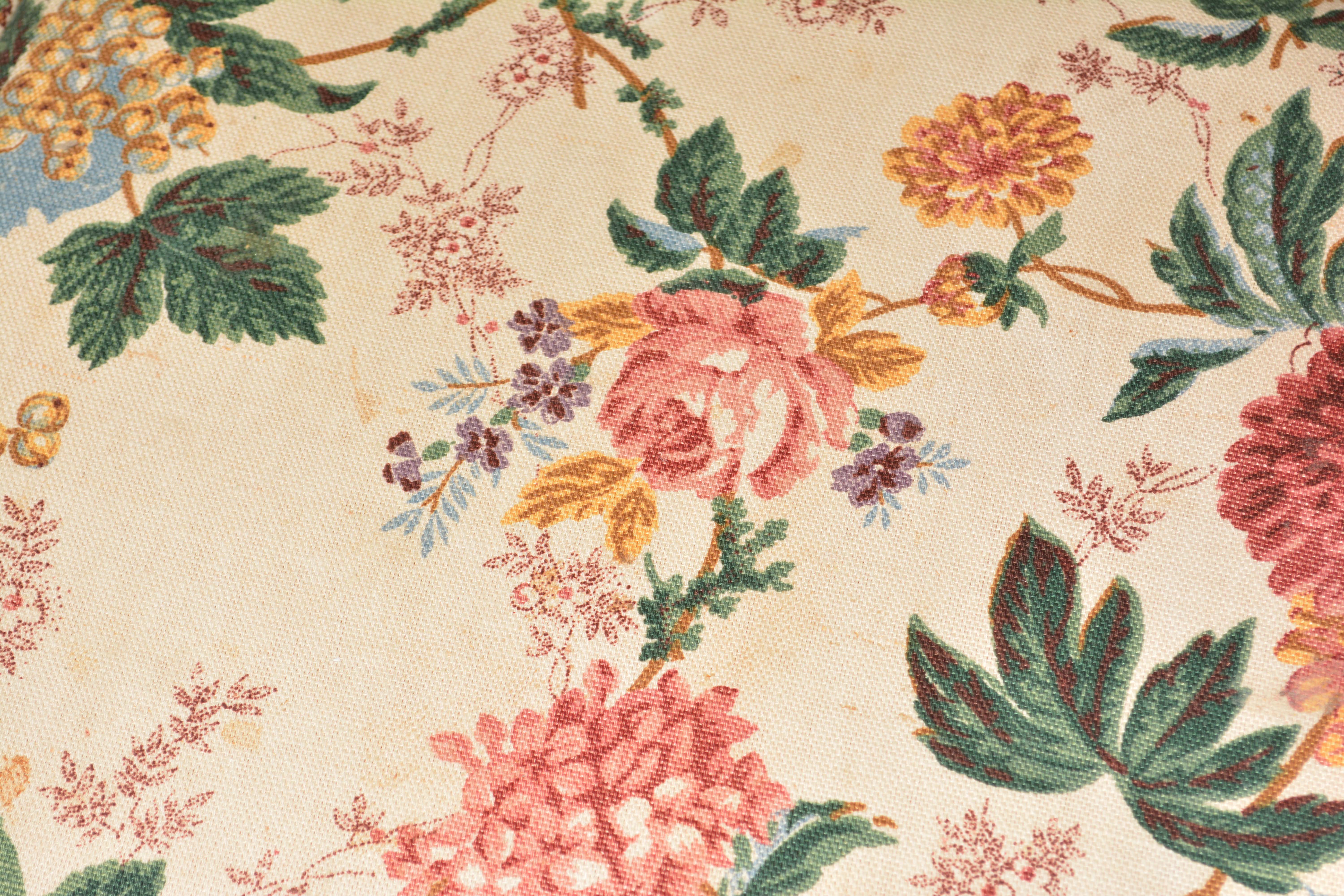 Vintage Floral Upholstered Bench