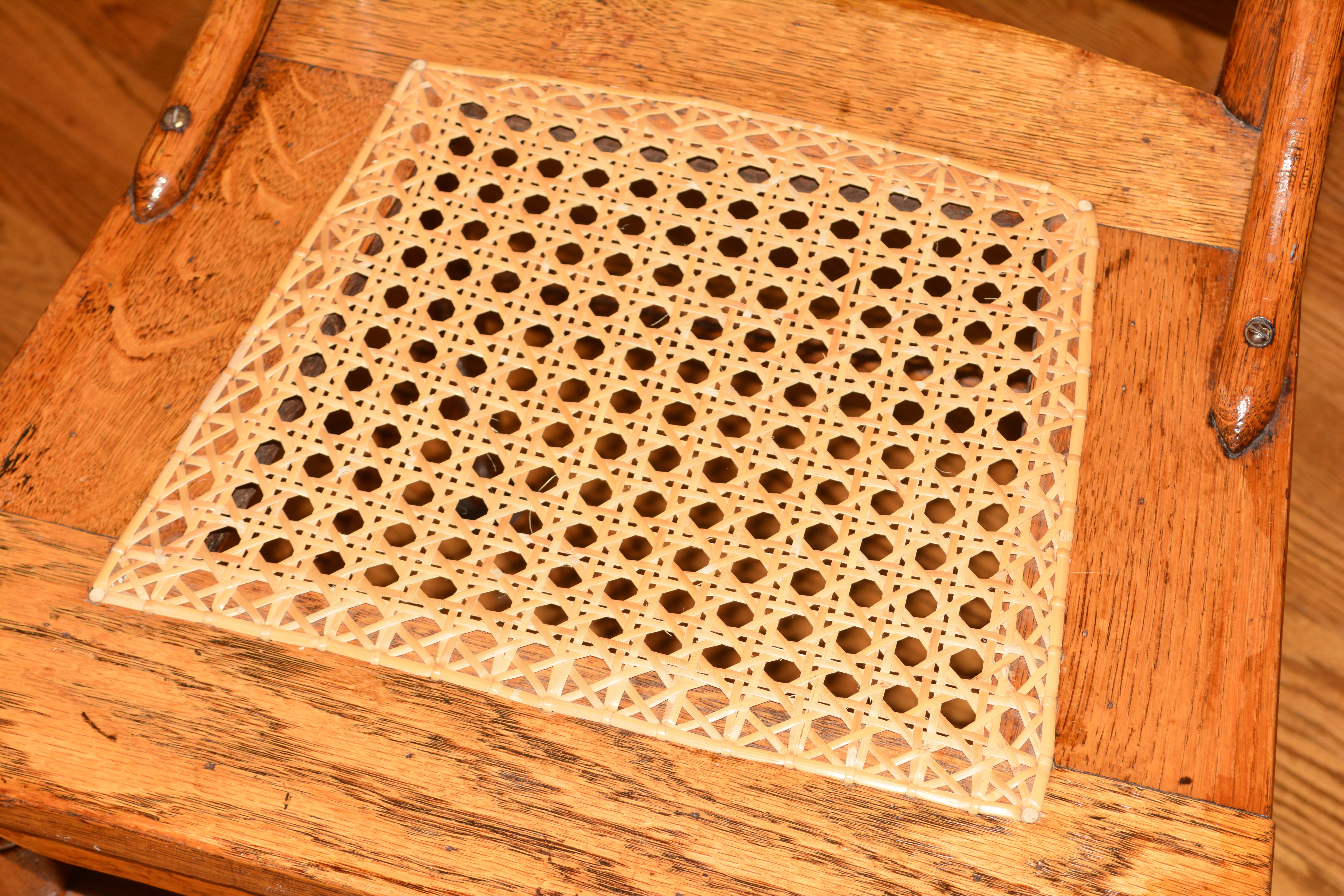 Set of Antique Oak Pressed-Back Side Chairs