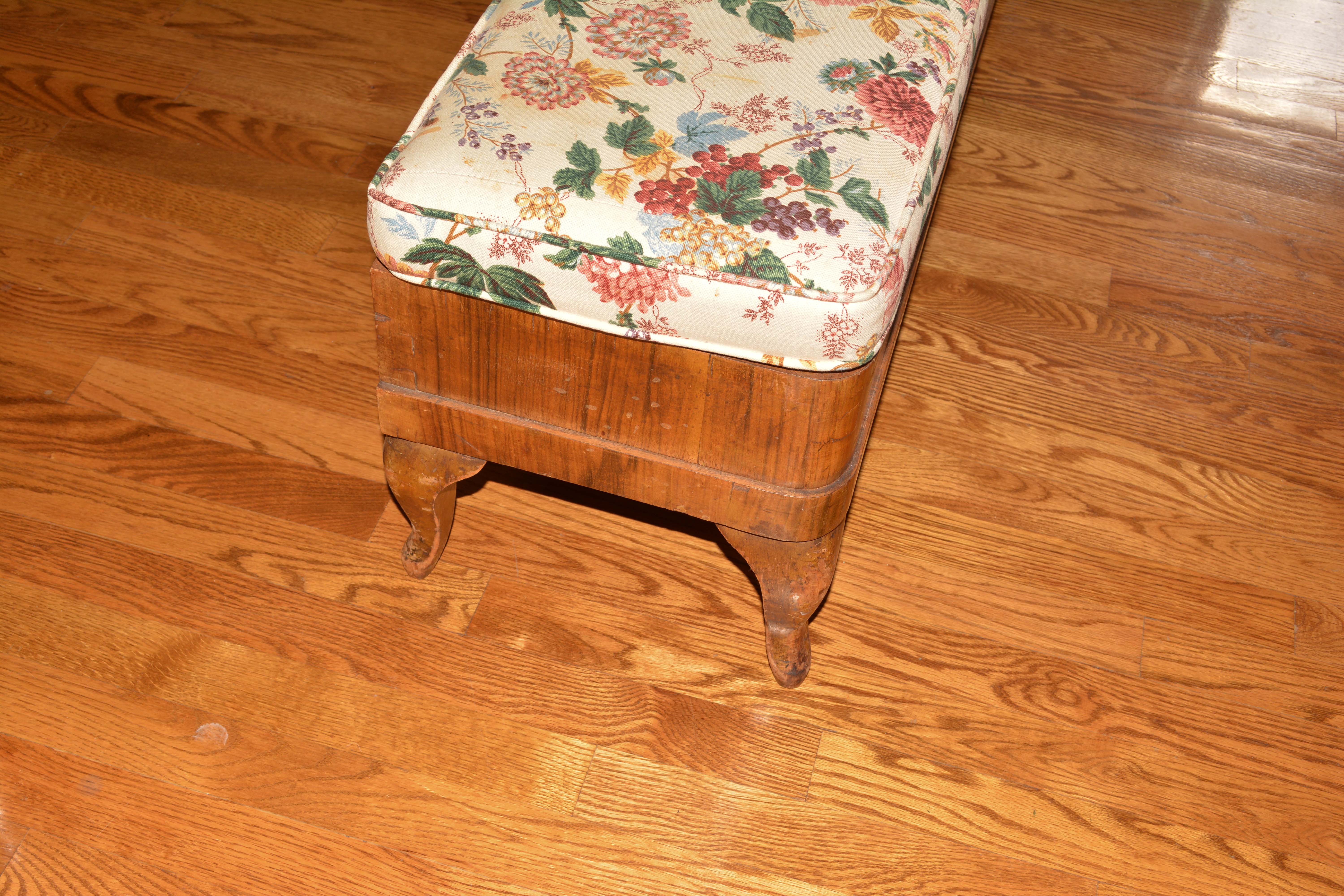Vintage Floral Upholstered Bench
