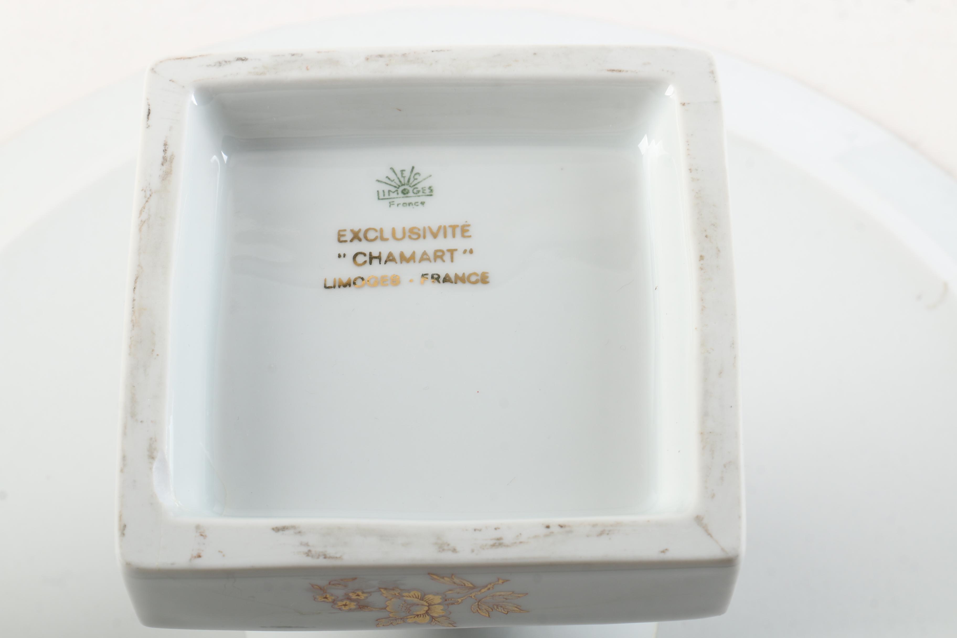 Chamart Limoges Gold Chinoiserie Porcelain Cake Stand