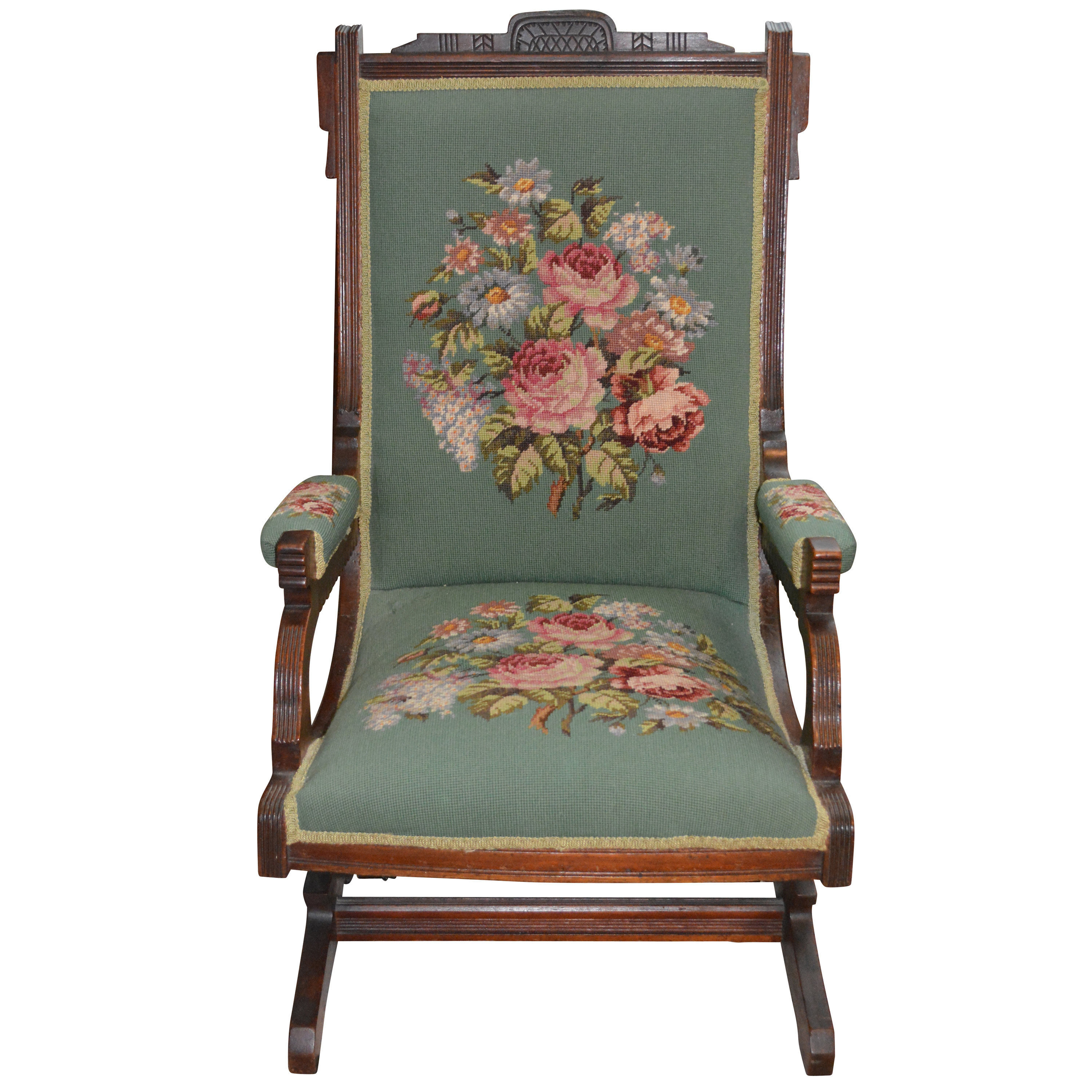 Eastlake Platform Rocking Chair with Needlepoint