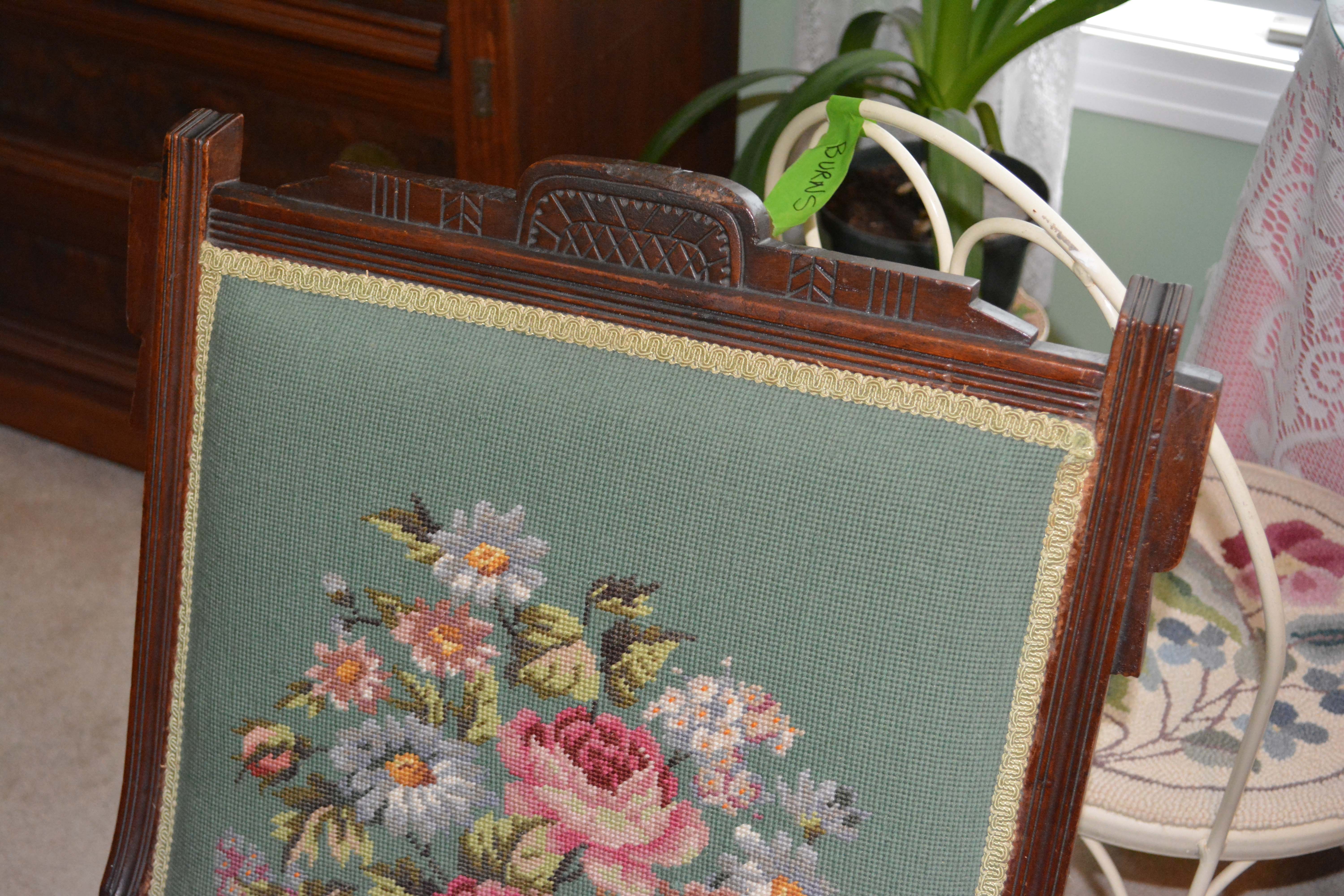 Eastlake Platform Rocking Chair with Needlepoint