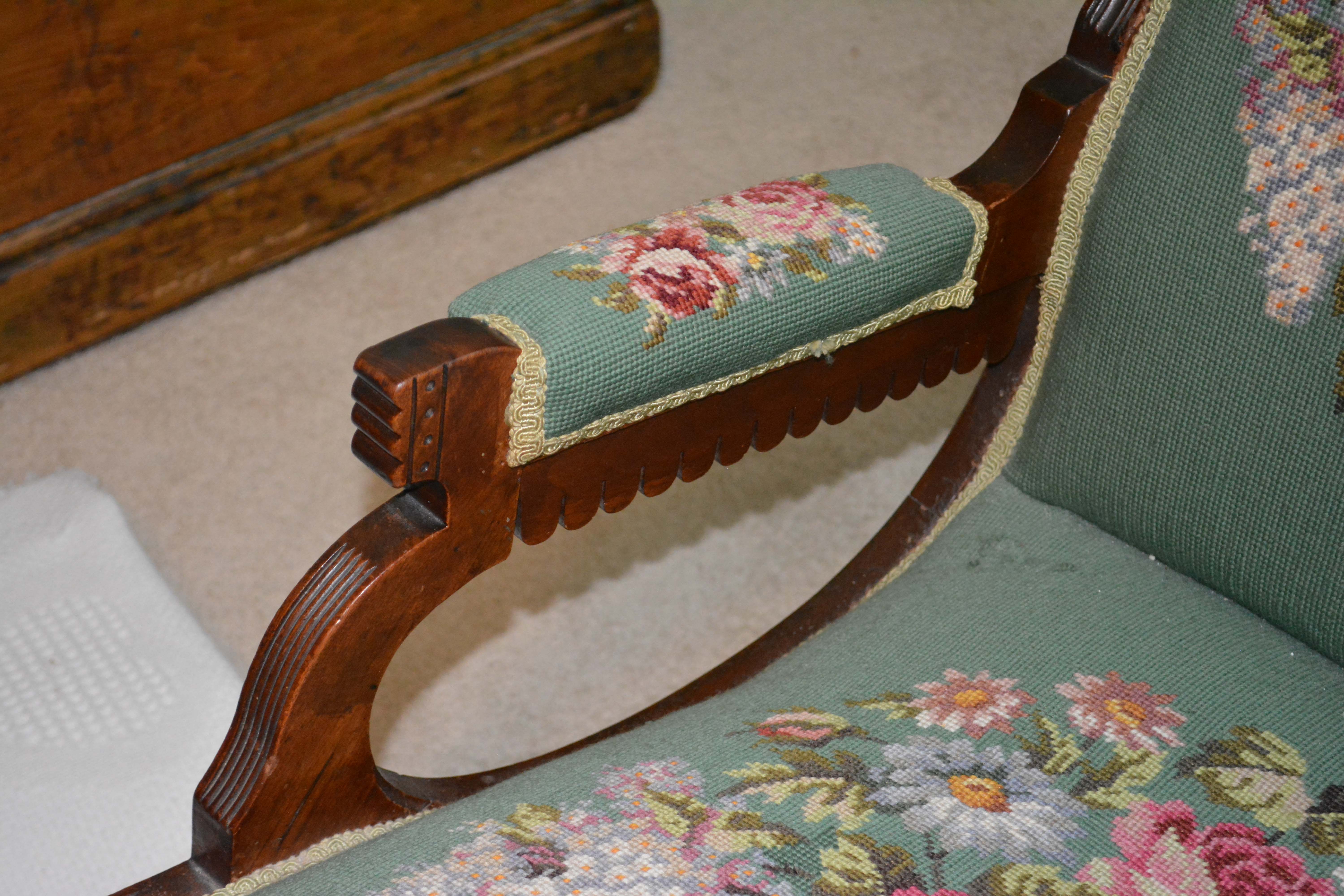 Eastlake Platform Rocking Chair with Needlepoint