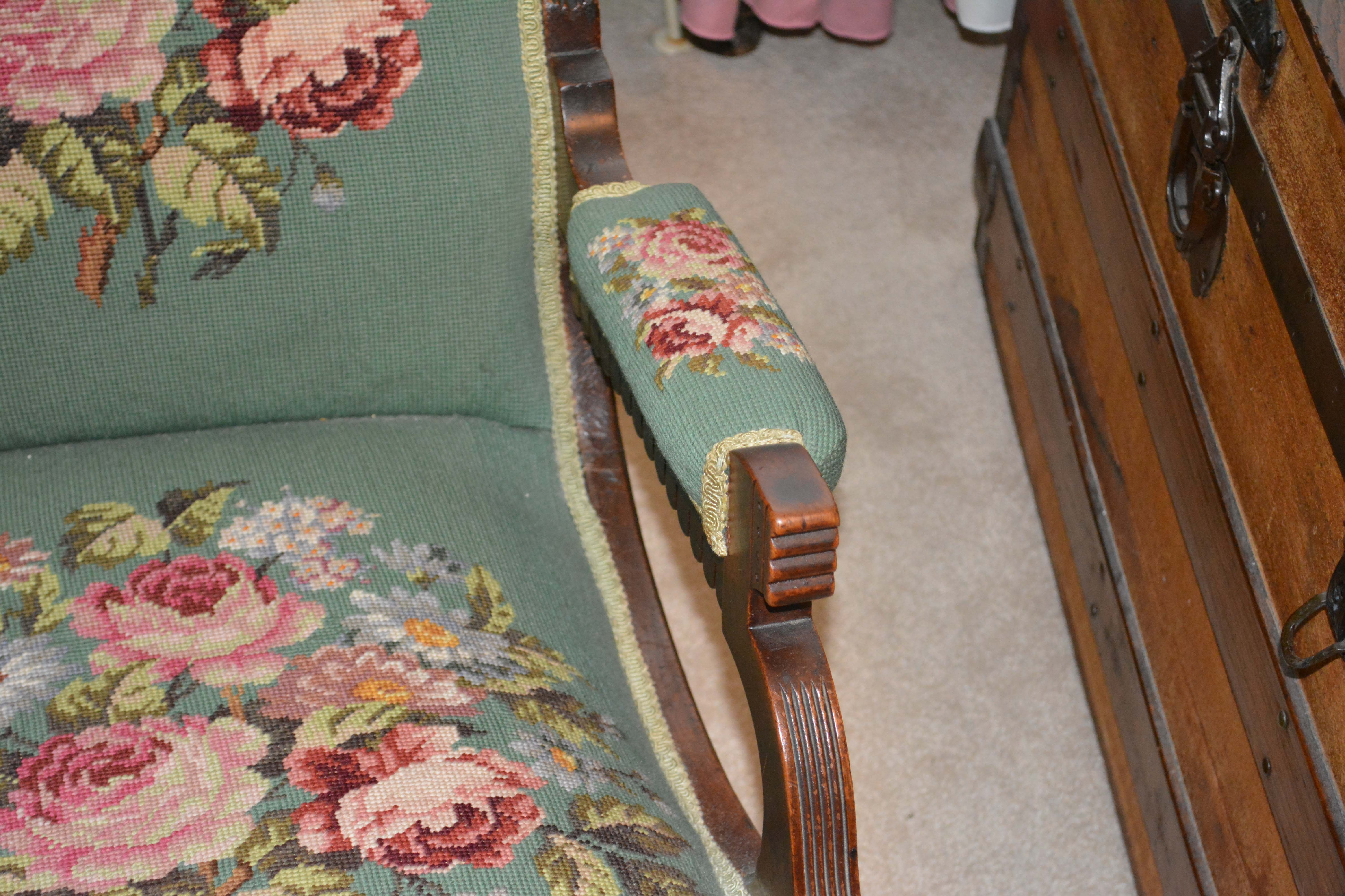 Eastlake Platform Rocking Chair with Needlepoint
