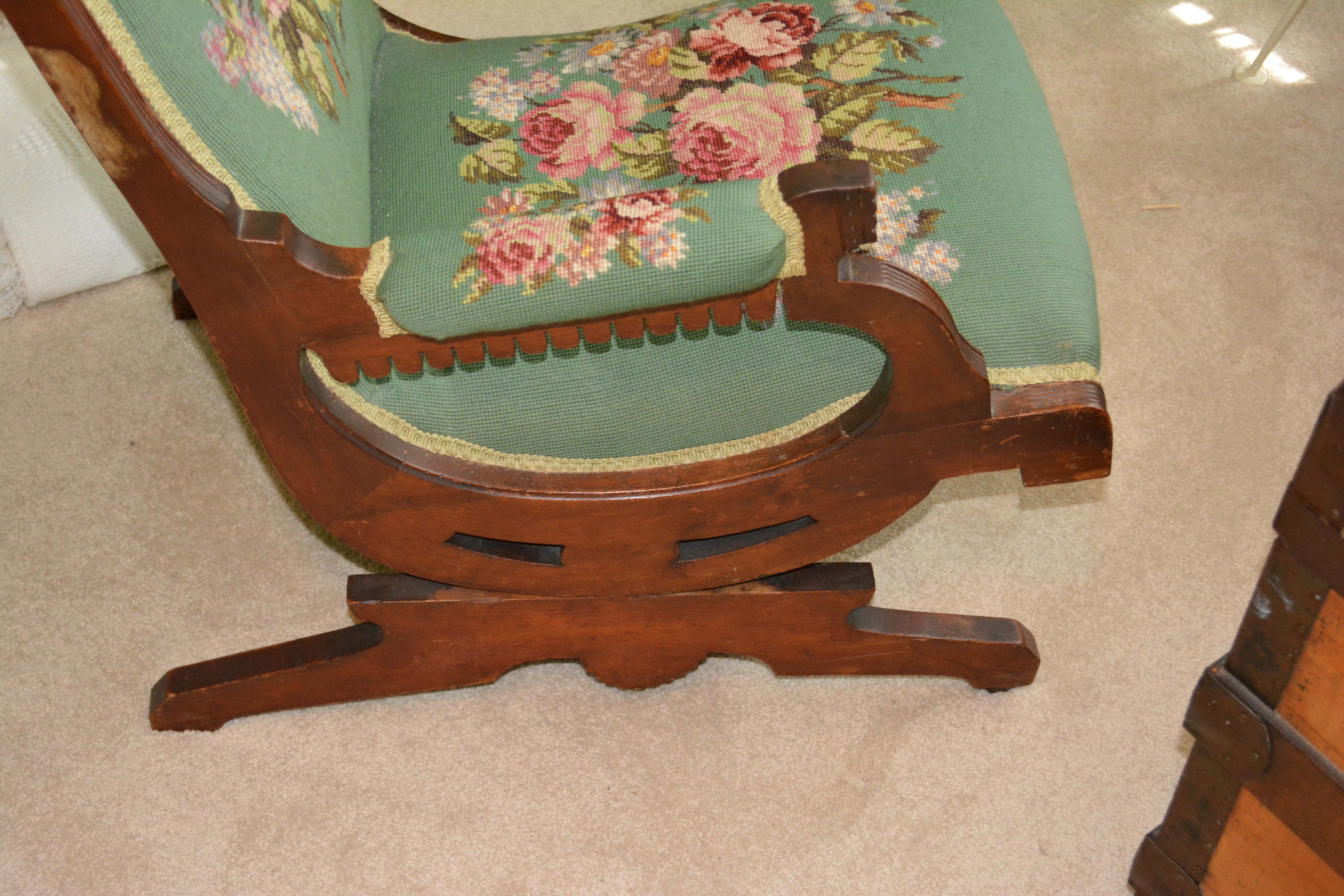 Eastlake Platform Rocking Chair with Needlepoint