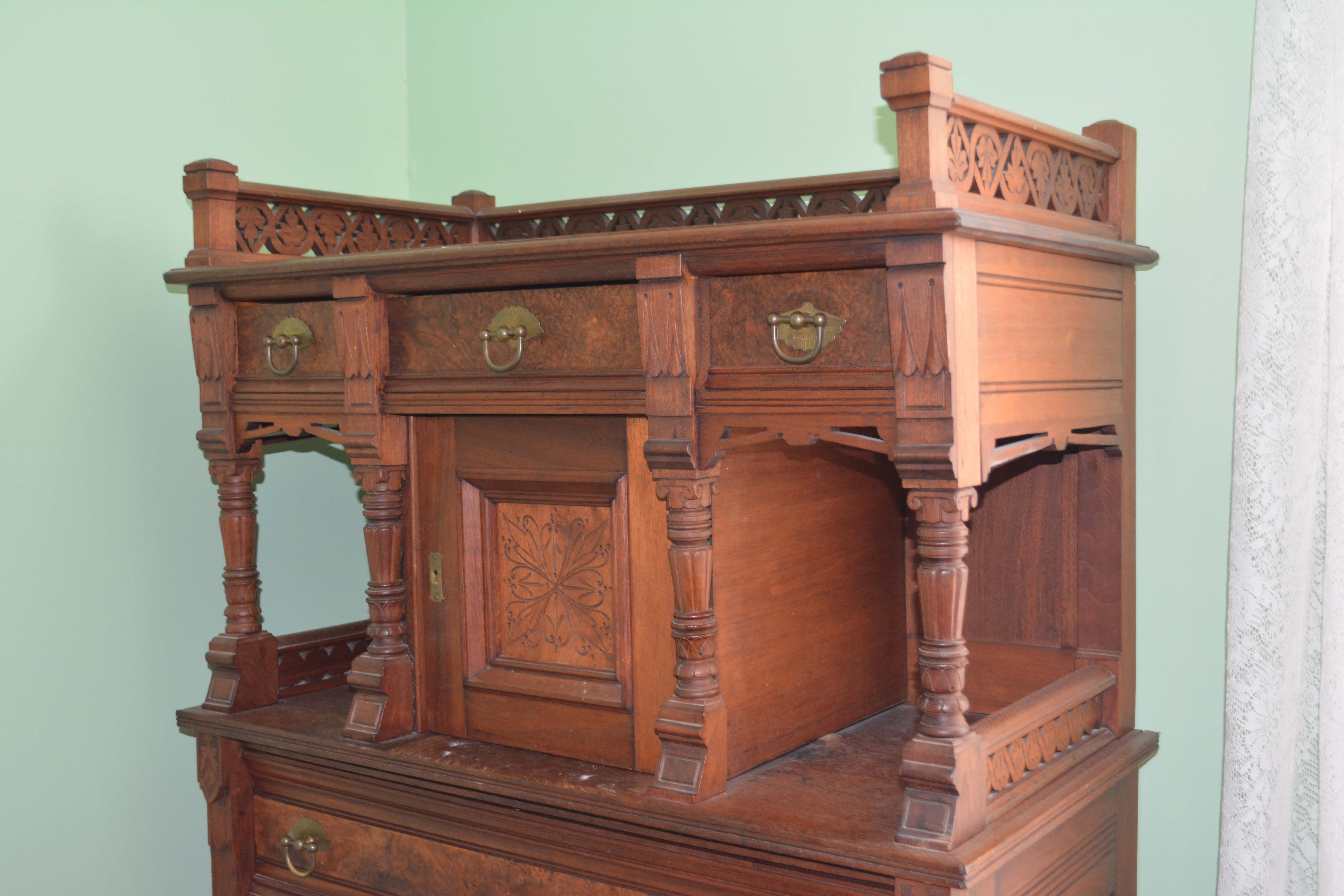 Aesthetic-Movement Walnut Tall Chest of Drawers