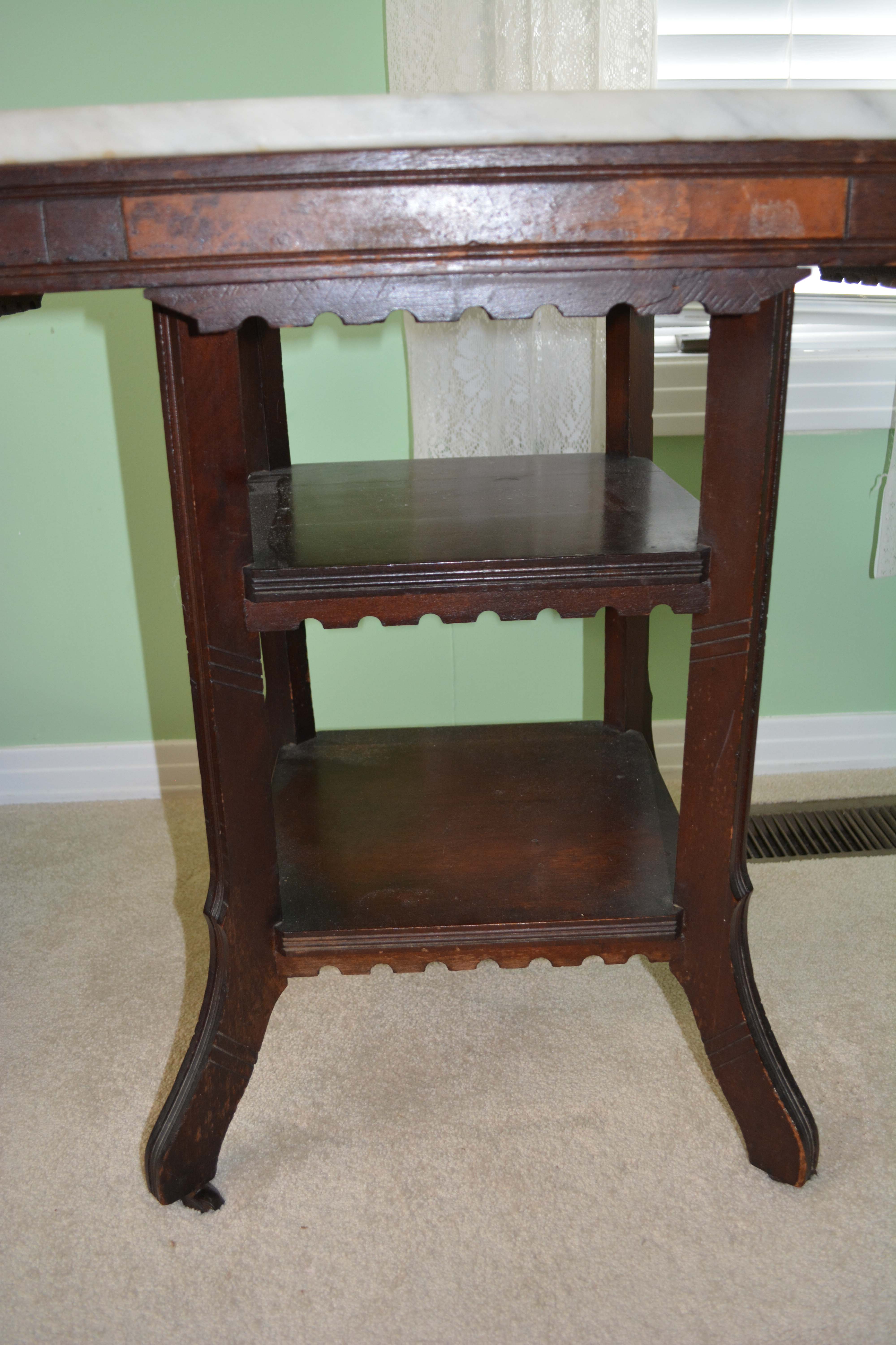 Victorian Marble Top Tiered Side Table