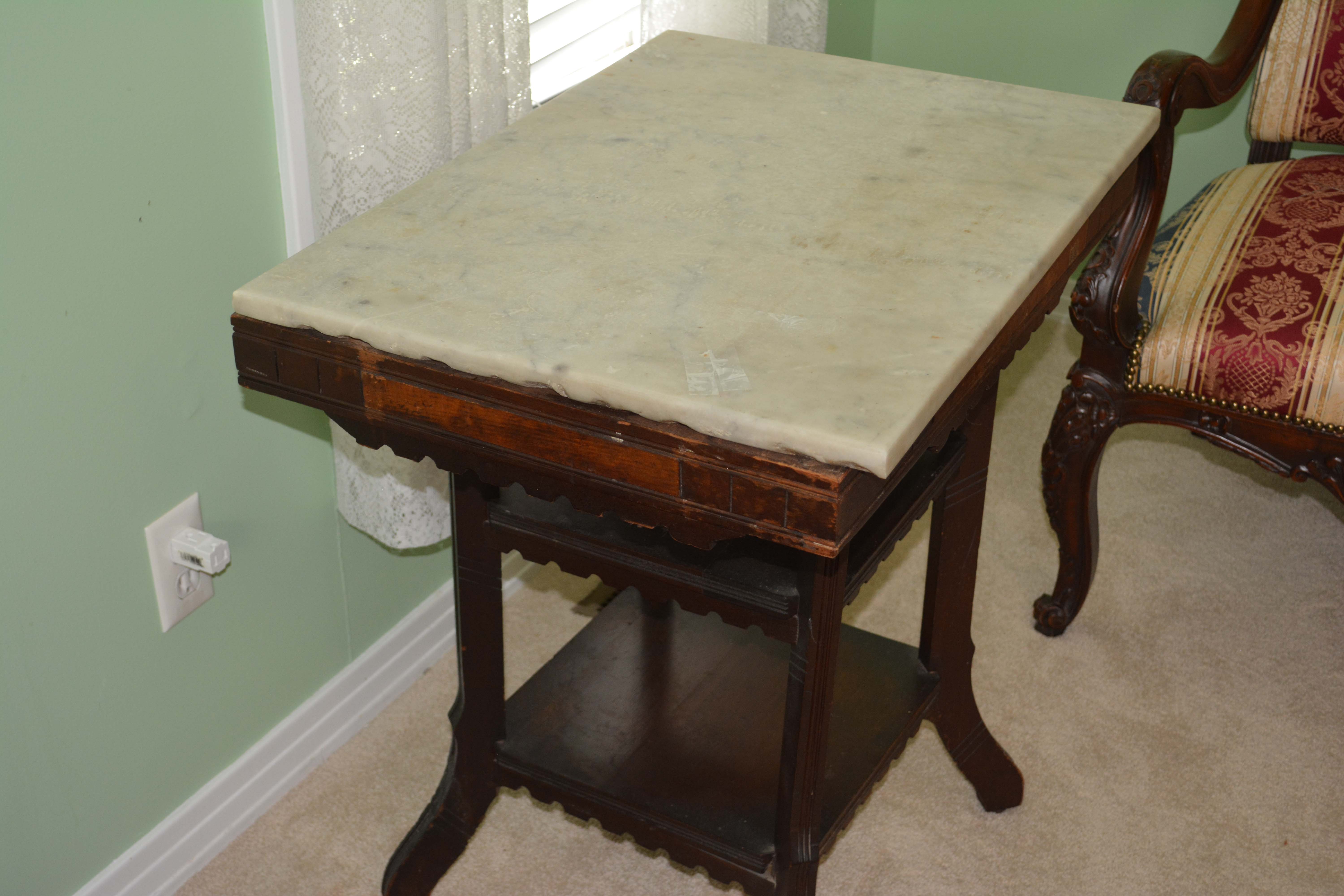 Victorian Marble Top Tiered Side Table