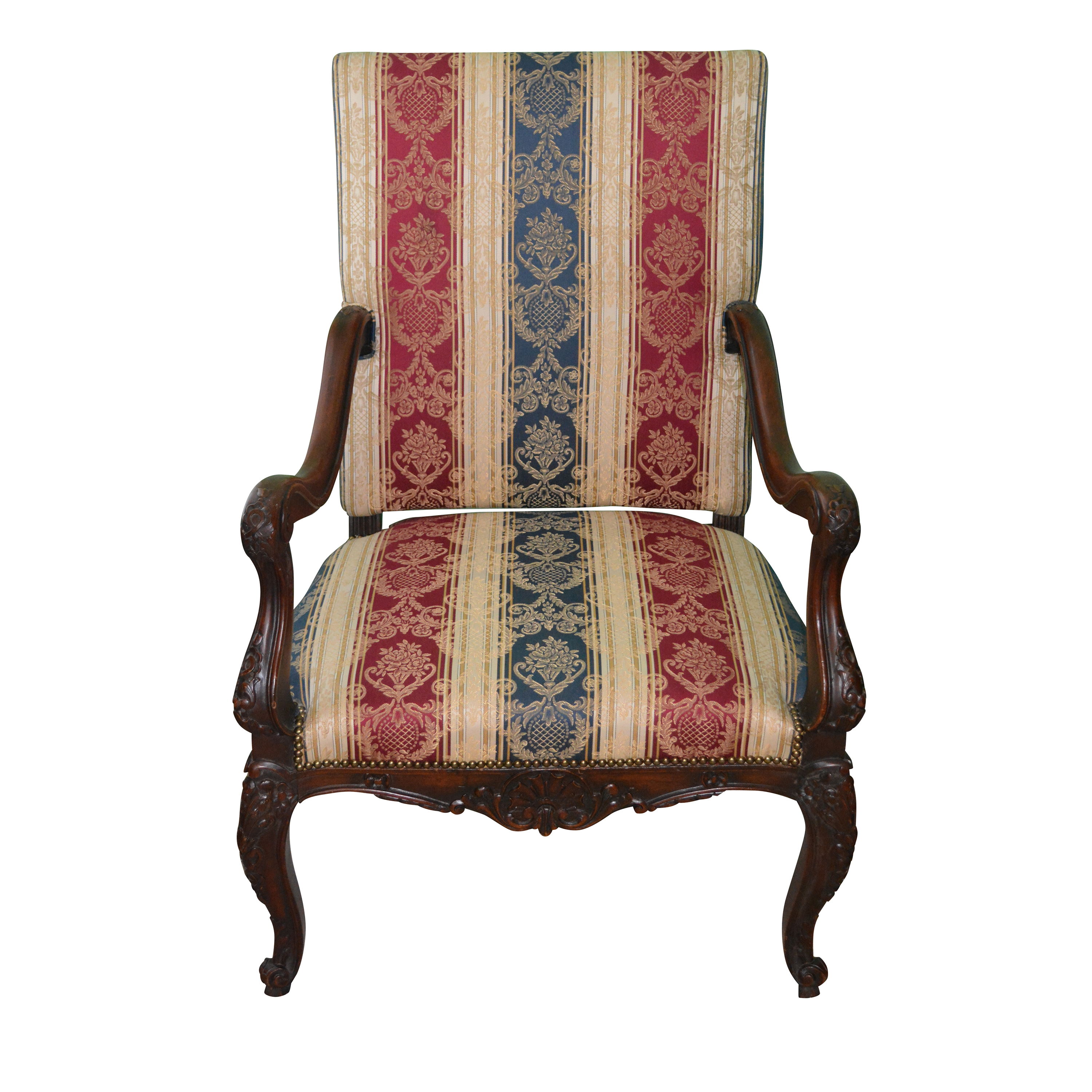 French Régence Style Carved Mahogany Armchair