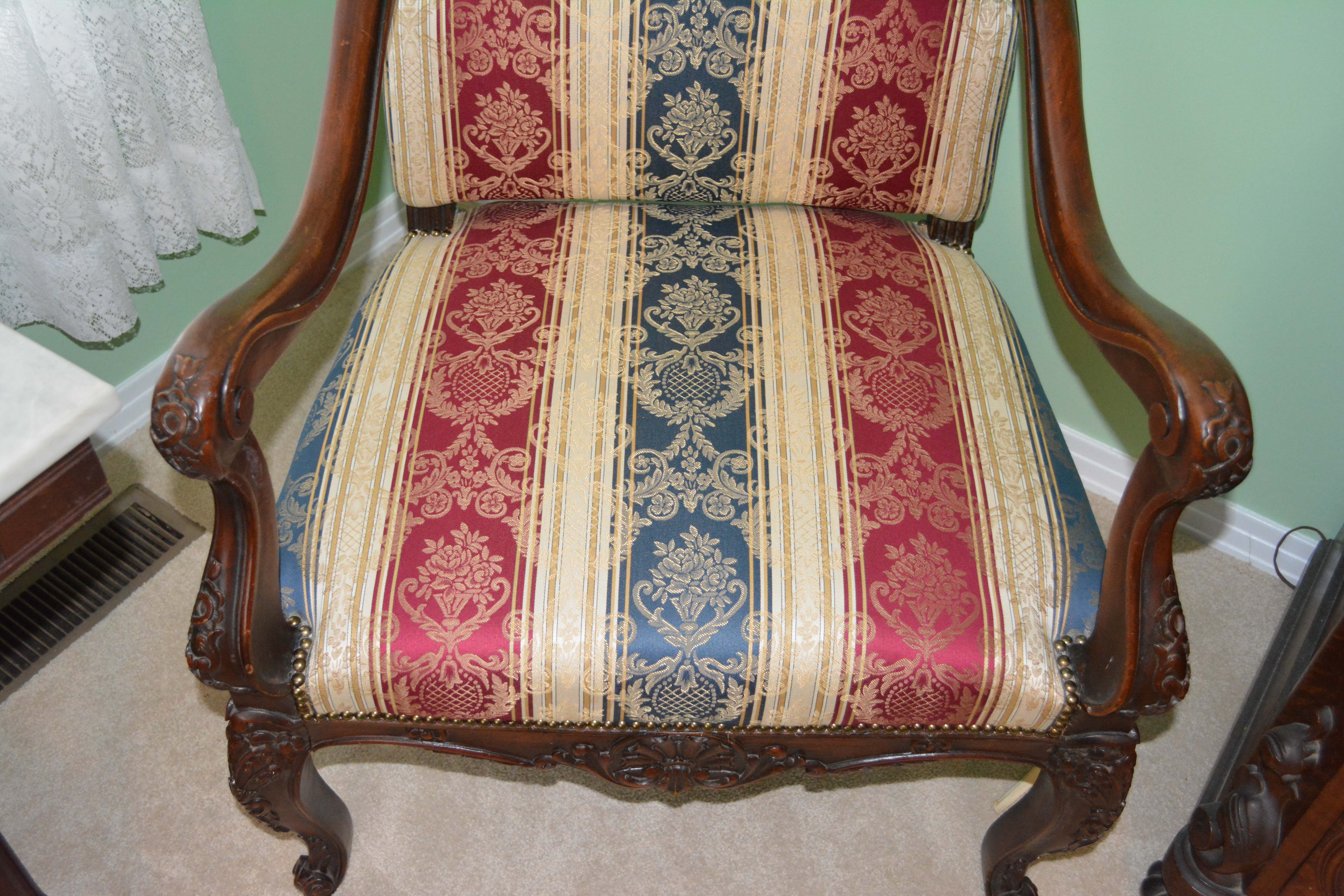 French Régence Style Carved Mahogany Armchair