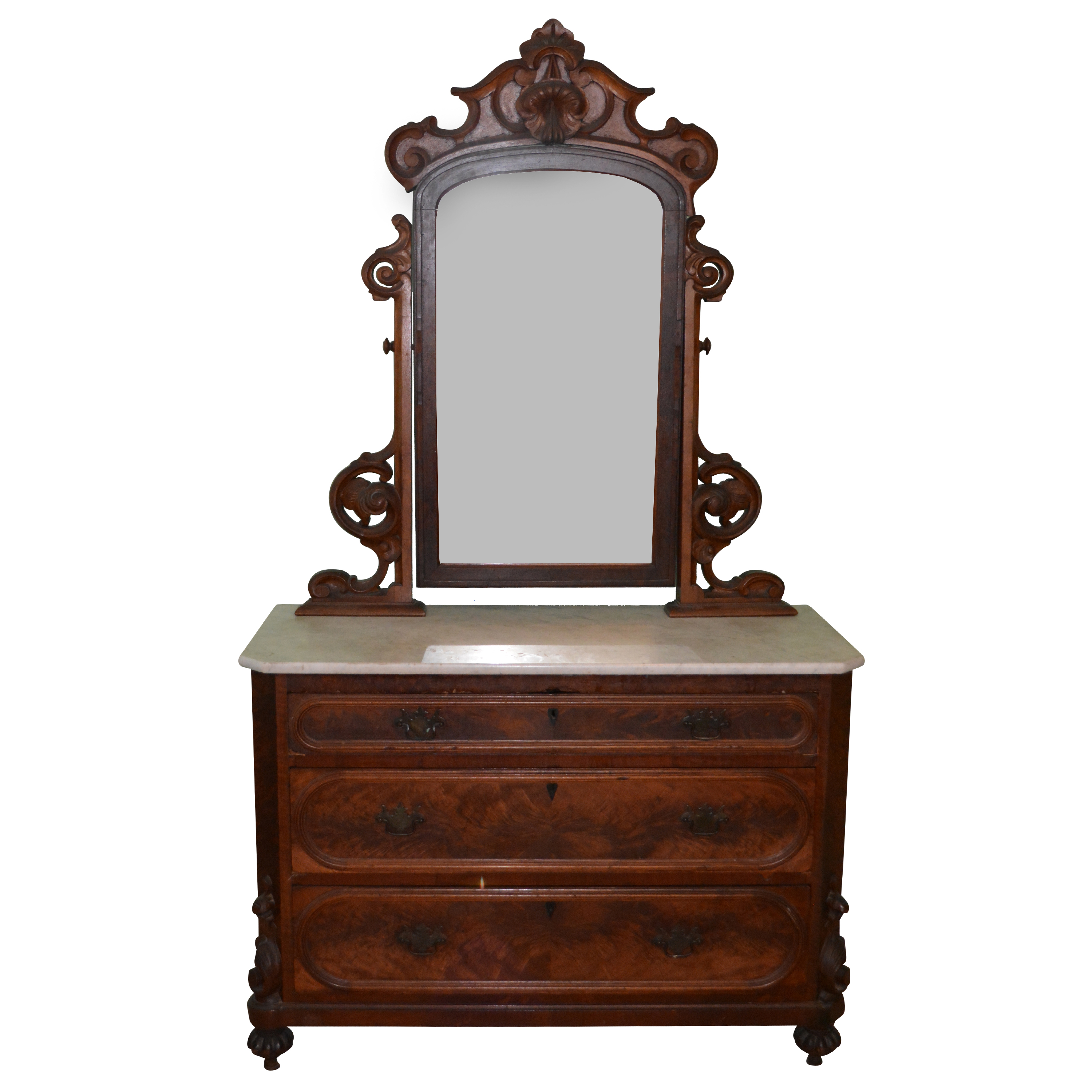 Antique Early Victorian Chest of Drawers with Mirror