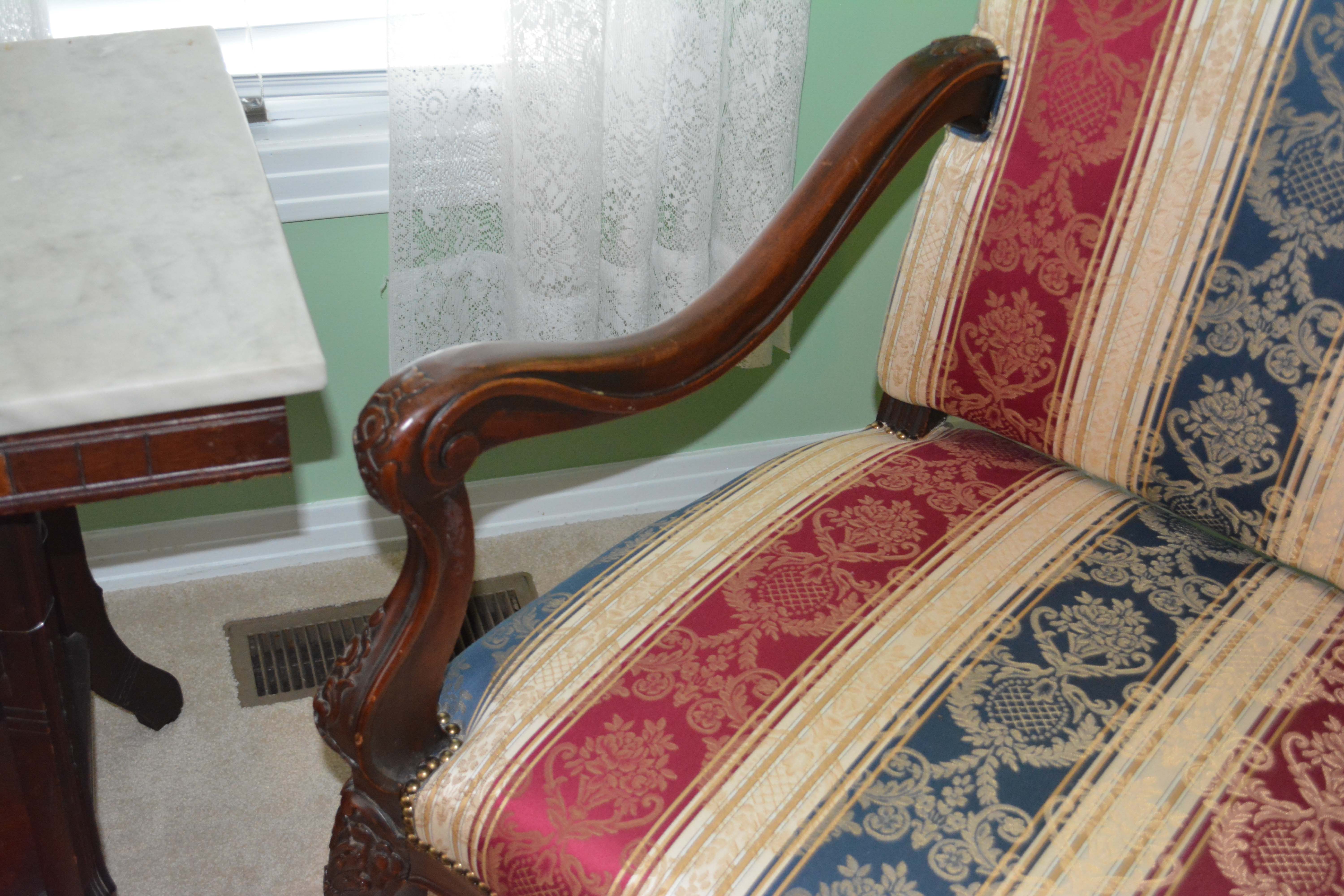 French Régence Style Carved Mahogany Armchair