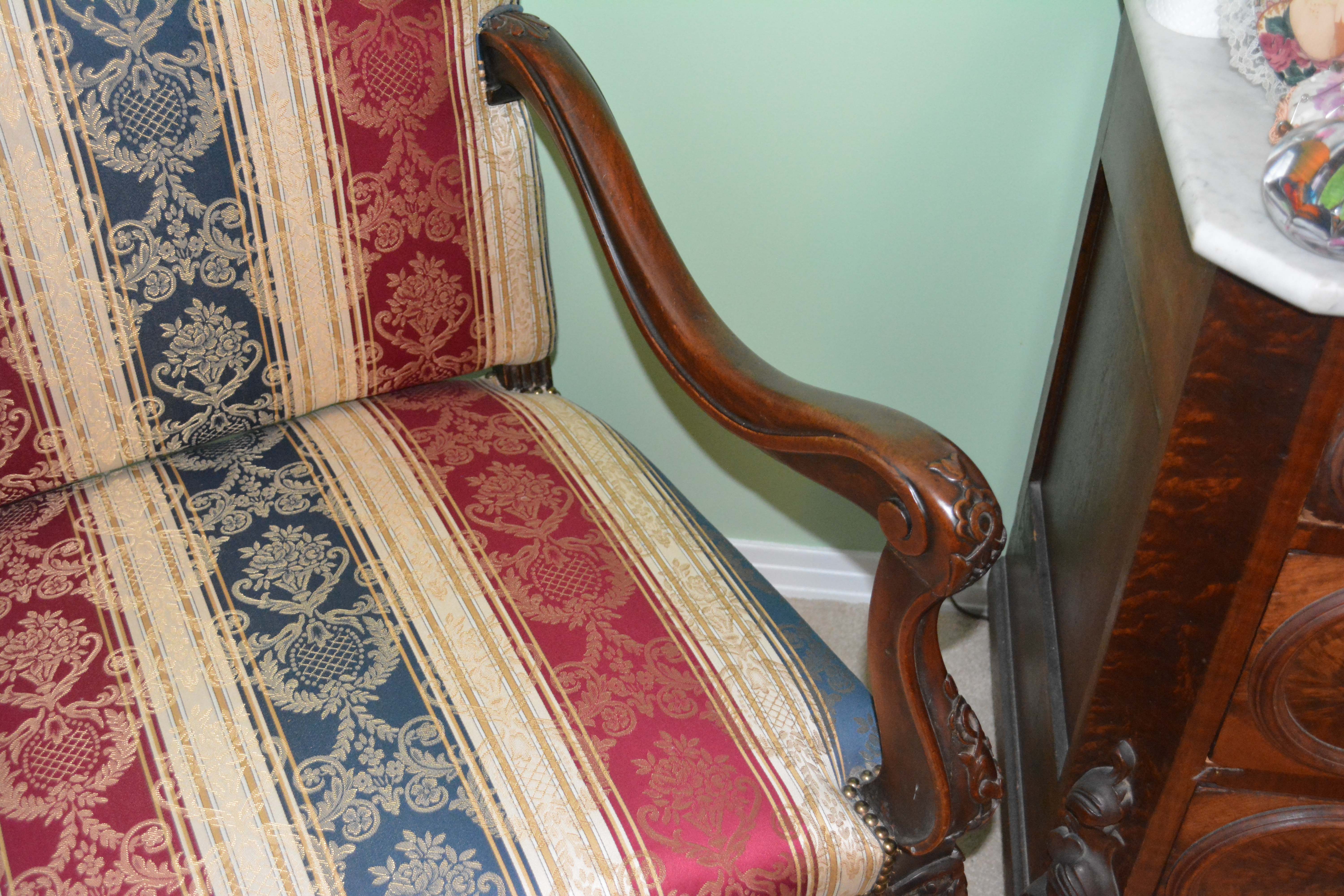 French Régence Style Carved Mahogany Armchair