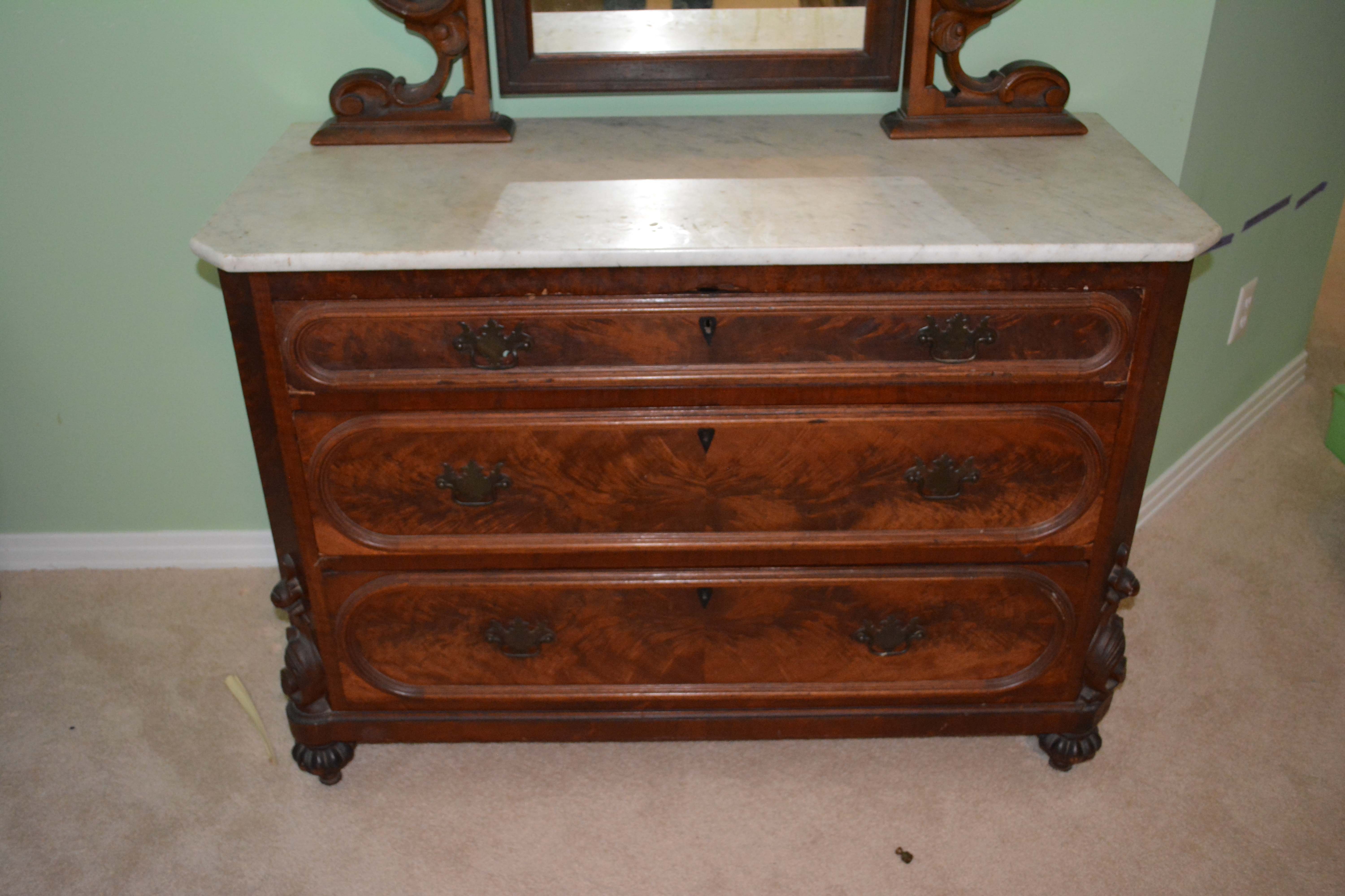 Antique Early Victorian Chest of Drawers with Mirror