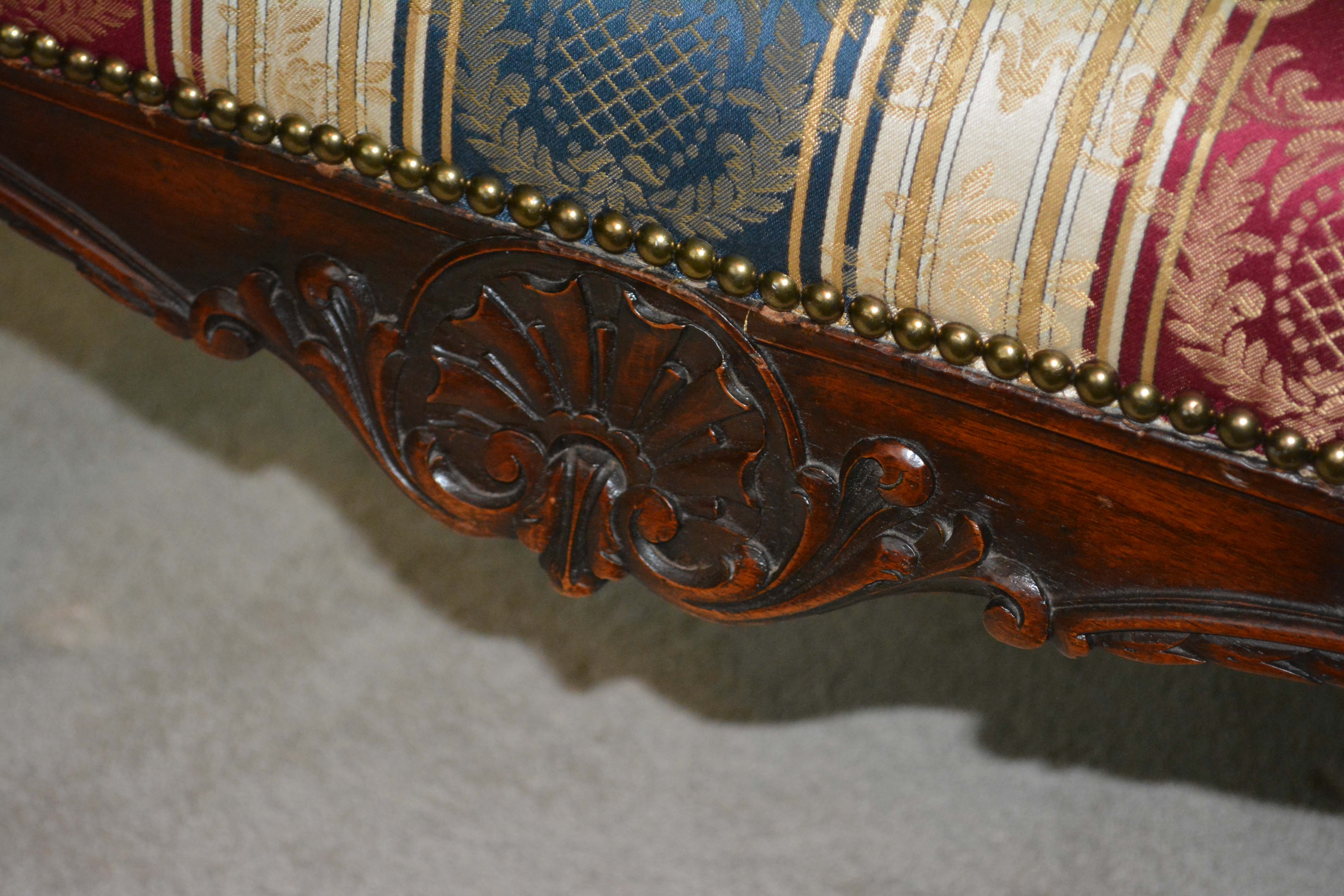 French Régence Style Carved Mahogany Armchair