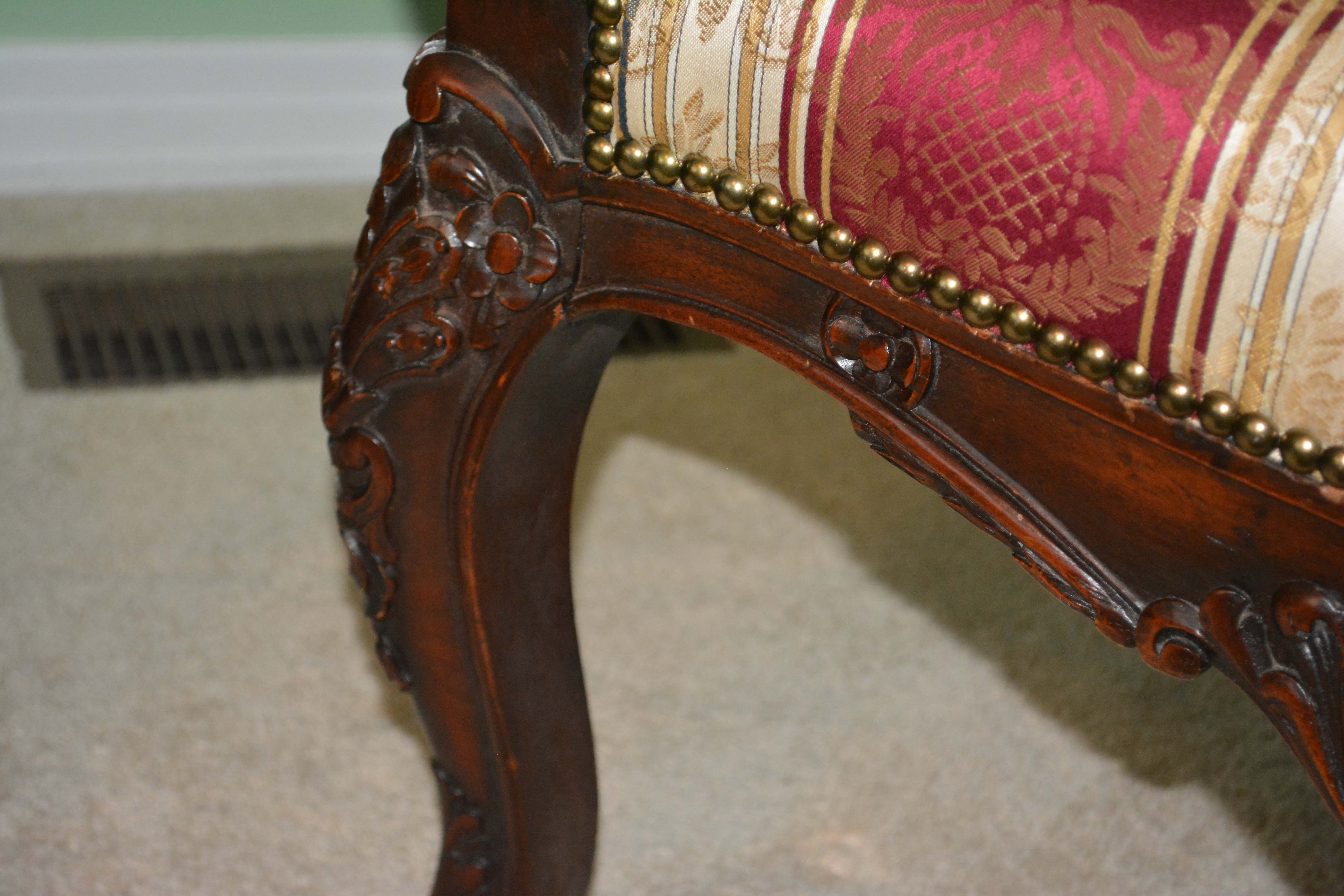 French Régence Style Carved Mahogany Armchair