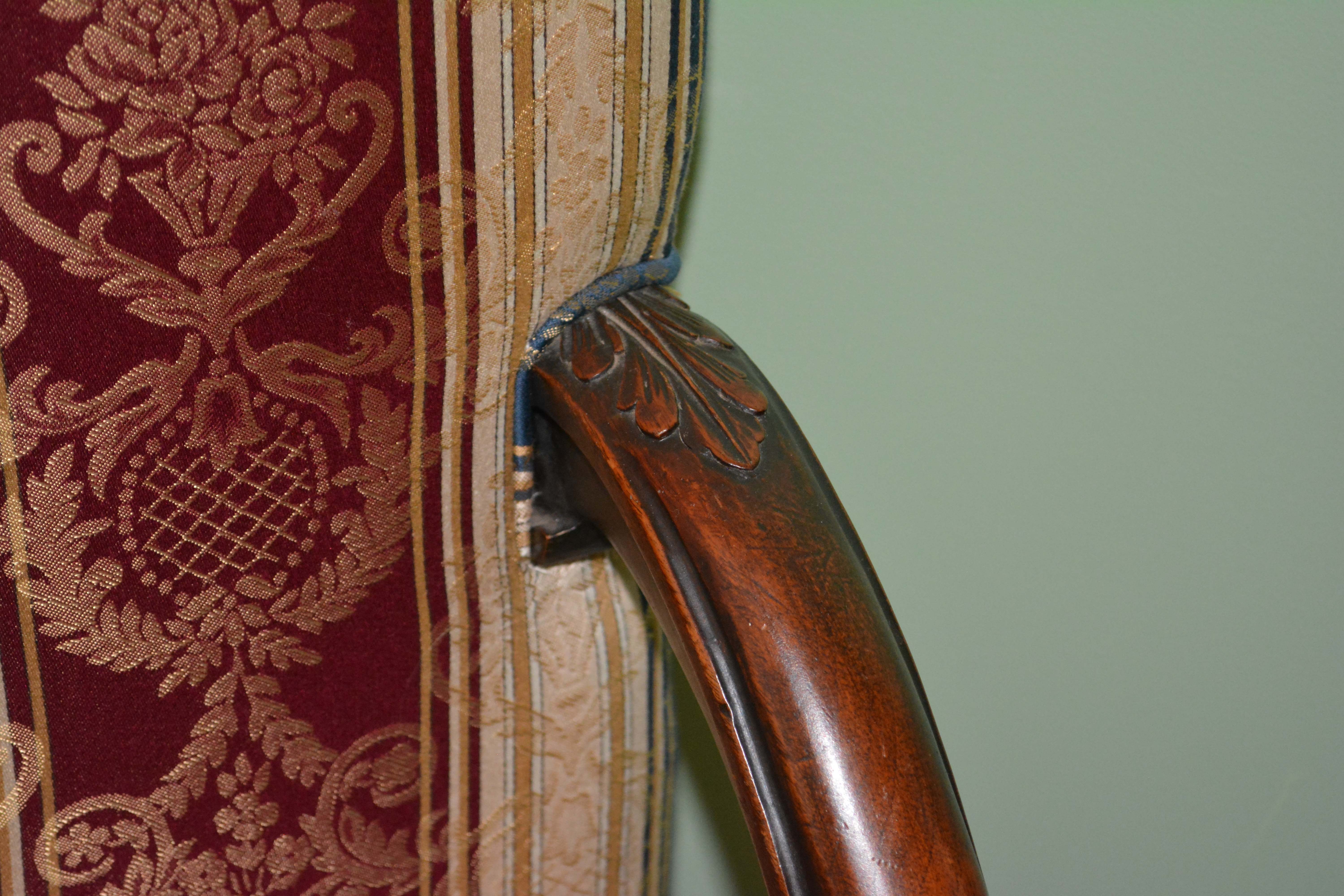 French Régence Style Carved Mahogany Armchair