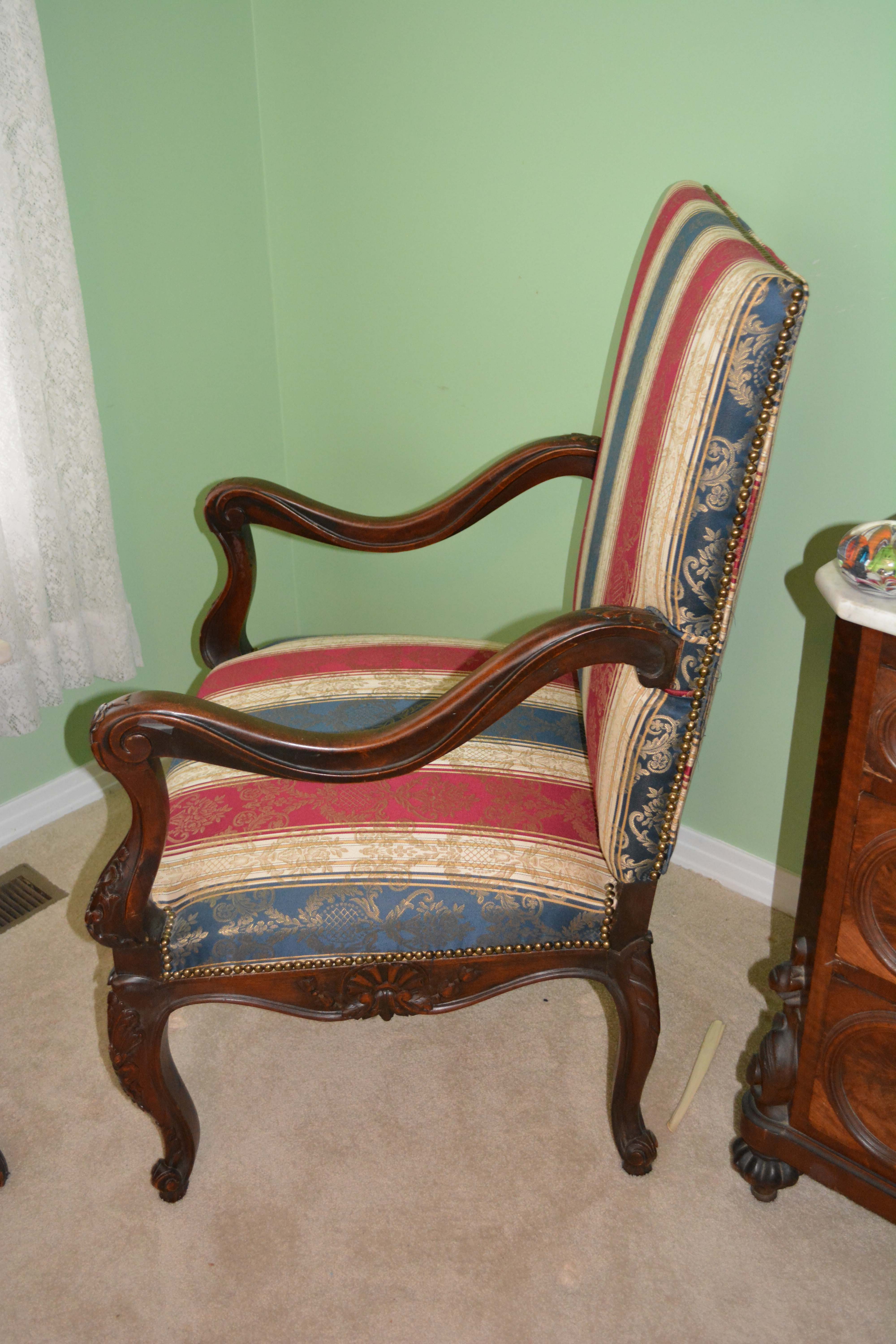French Régence Style Carved Mahogany Armchair